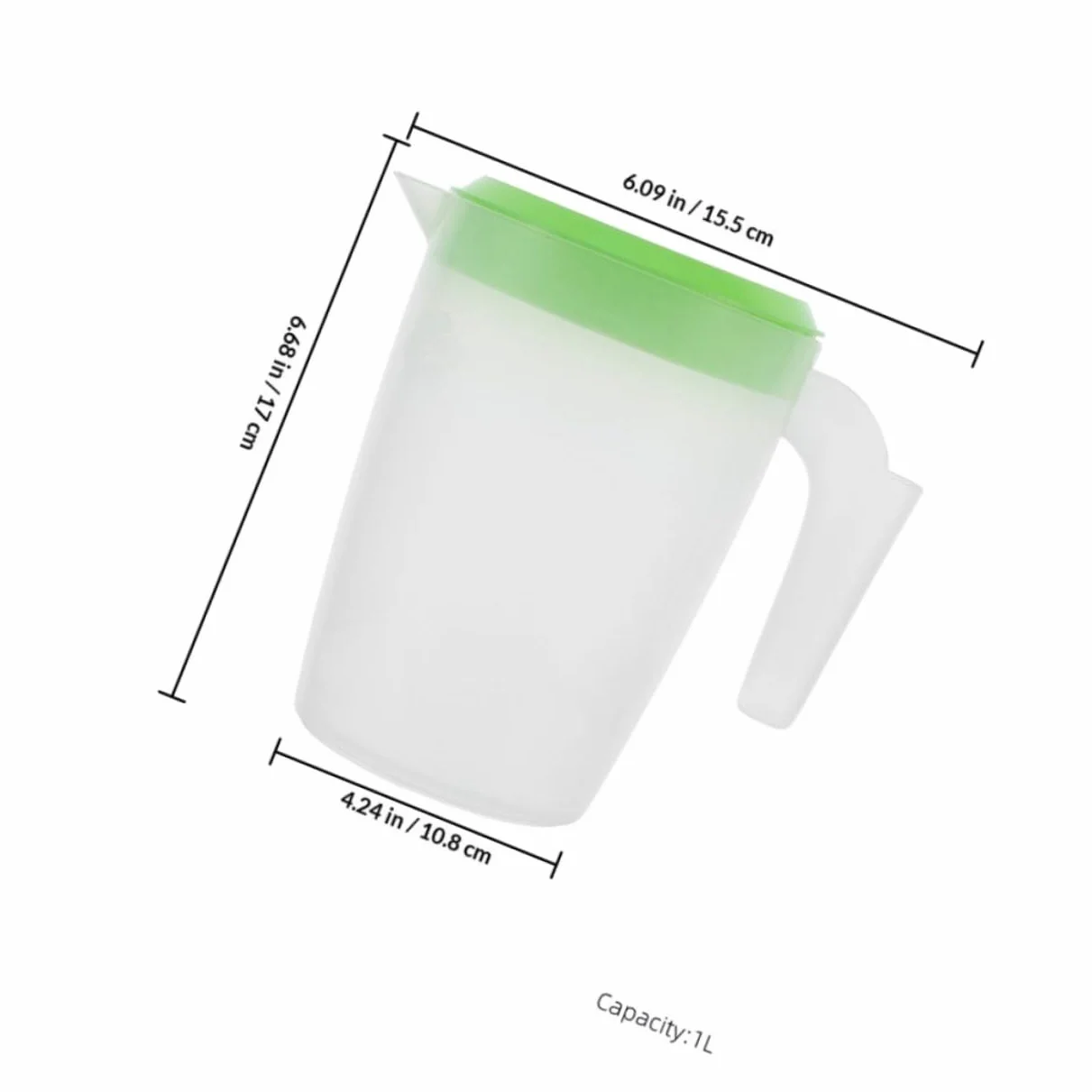 Pichet Plastique 1l avec Couvercle, Récipient pour Boissons Froides, Lot de 2 Pièces