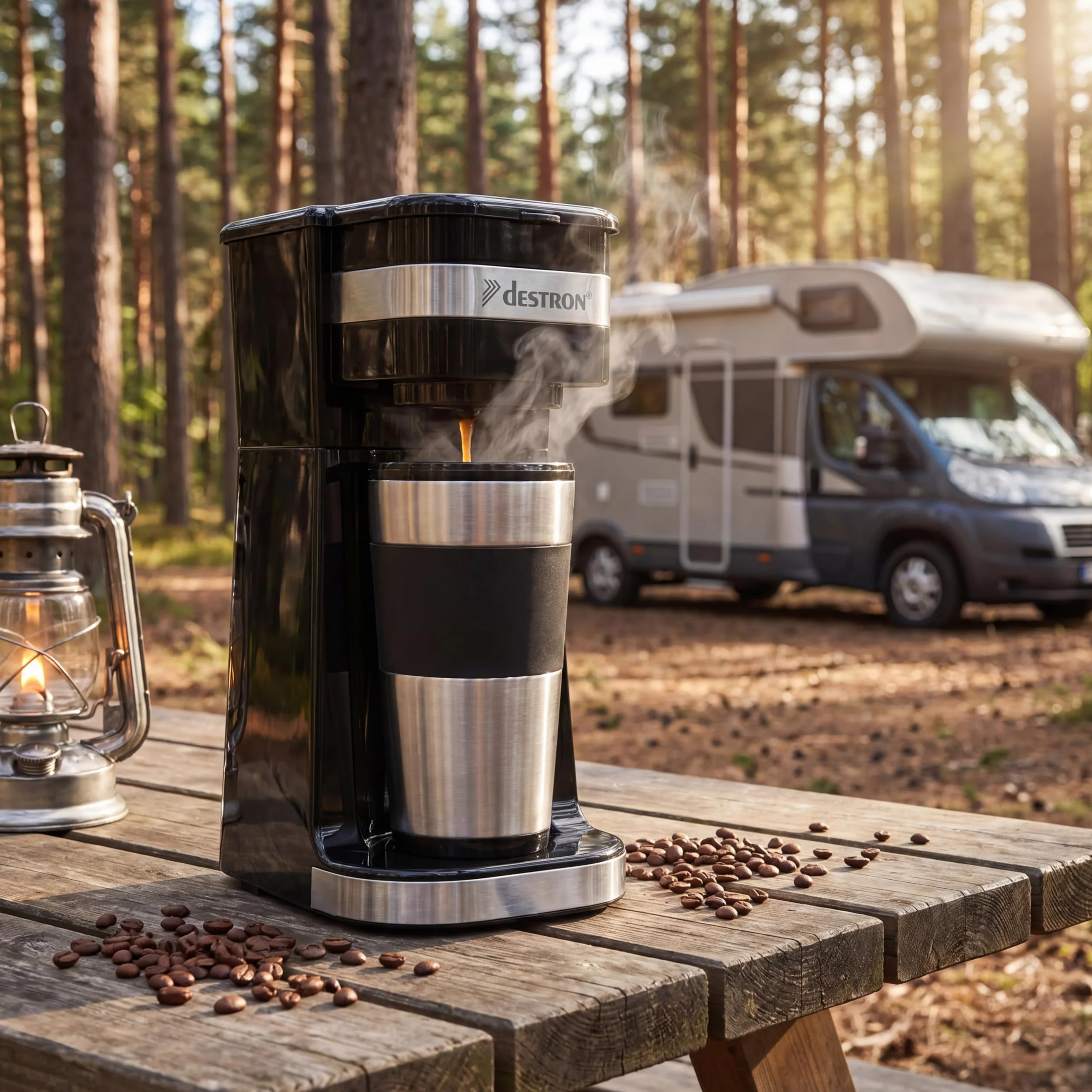Bestron Cafetière avec tasse isotherme, Machine à café 750 W, Argent