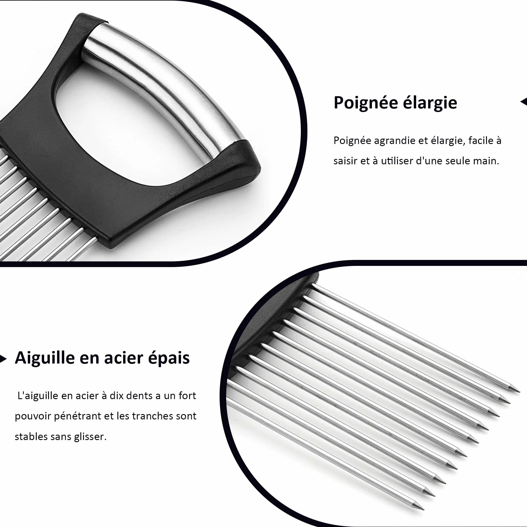 Brelet Lot de 2 Coupe Oignon Manuel en Acier Inoxydable pour Trancher Légumes Gadget Cuisine