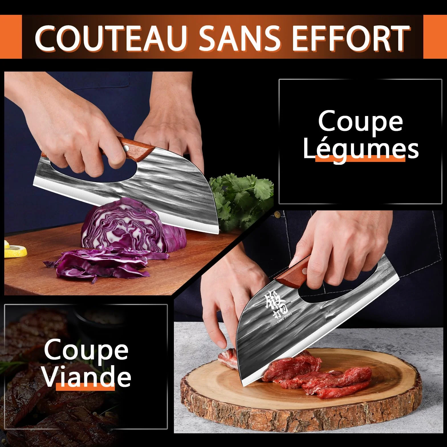 Couteau Chinois Cuisine de Chef Couteau Hachoir Viande Legume