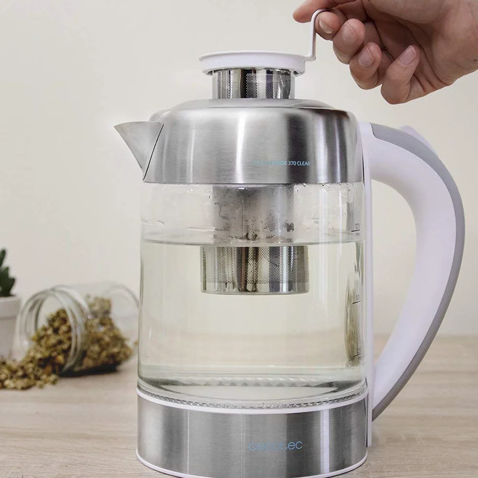 Cecotec ThermoSense 370 Clear Bouilloire Électrique 1.7 L Verre Borosilicate Sans BPA 360º 2200 W