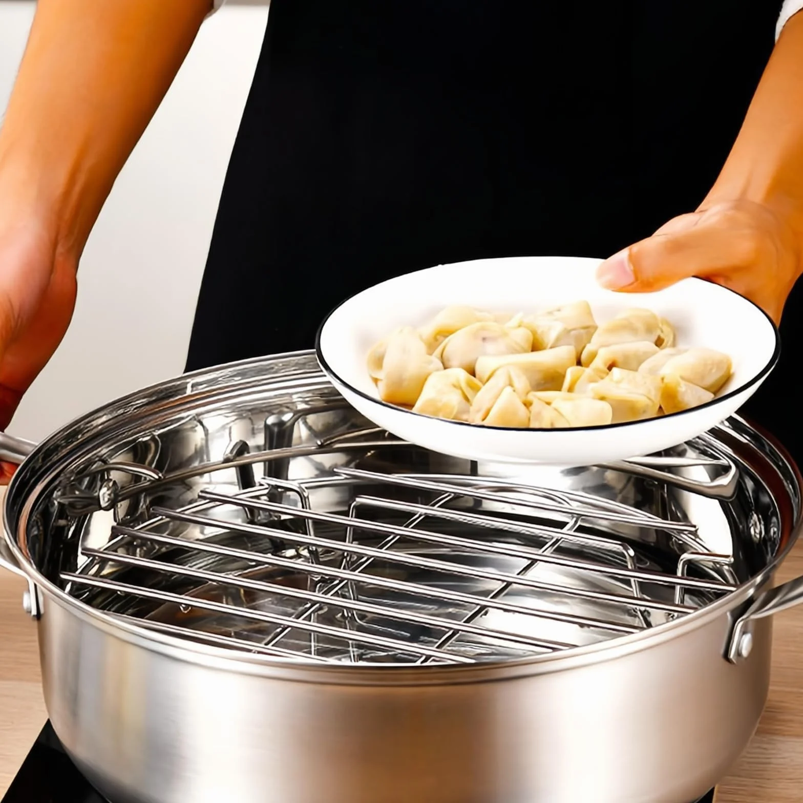 PARFCO Grille de Cuisson INOX Ø 27,5 cm 20 cm Rondes Support Cuisson Vapeur Rôtissage
