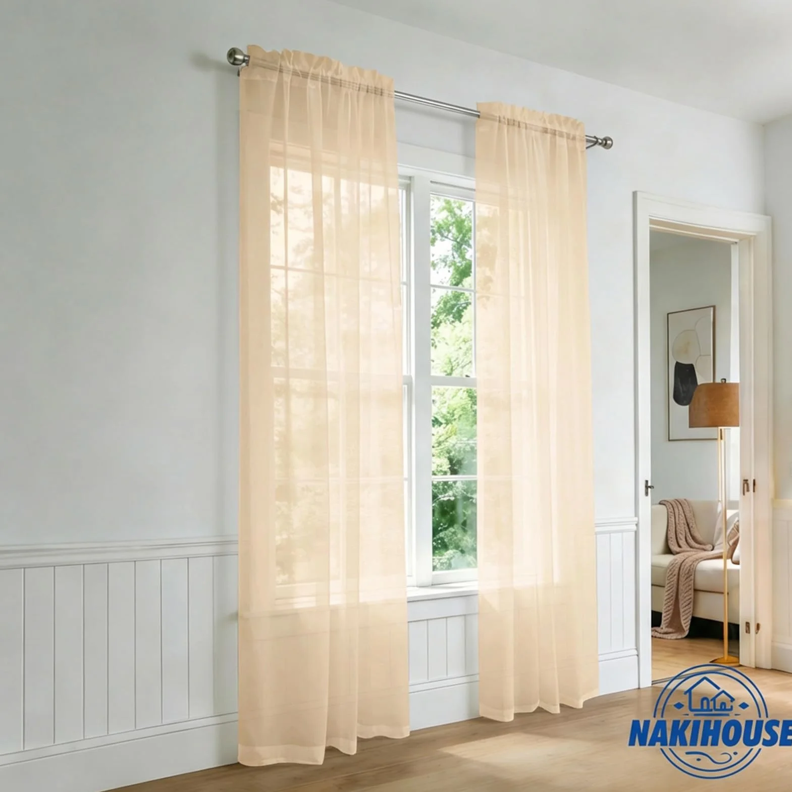Rideaux en voile 114,3 cm filtrant la lumière pour salon