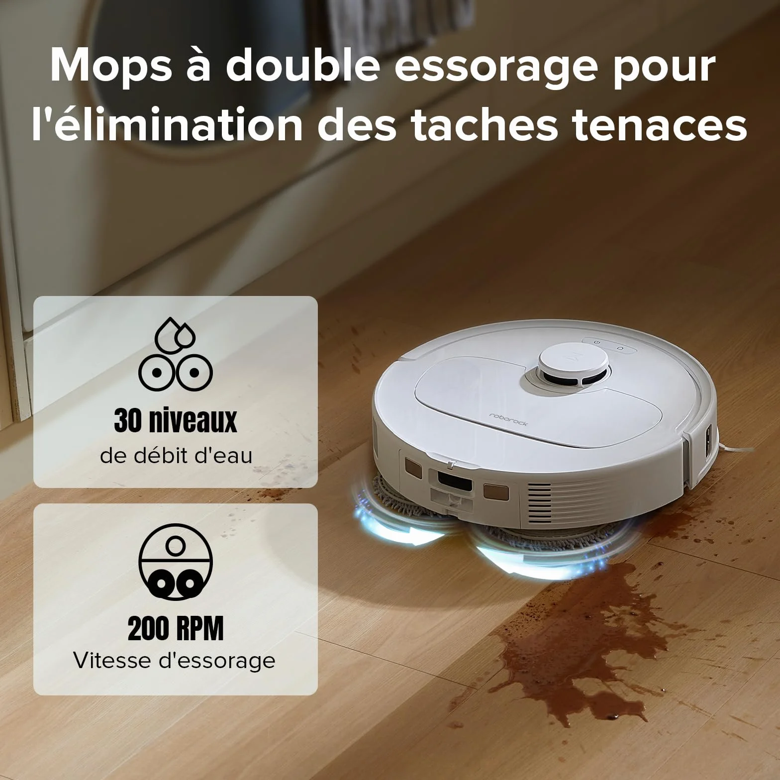 Roborock Qrevo S Aspirateur Robot Laveur, 7000Pa HyperForce, Double Serpillière Rotative 200 TR/Min, Relevable 10mm, Station Multifonctionnelle, 3D Cartographie, Reactive Tech (Reconditionné)