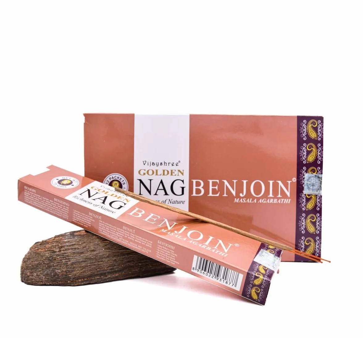 Enecens Vijayshree Golden Anémone Bâtonnets Naturels et Boisés Benjoin 3 Boîtes 15g