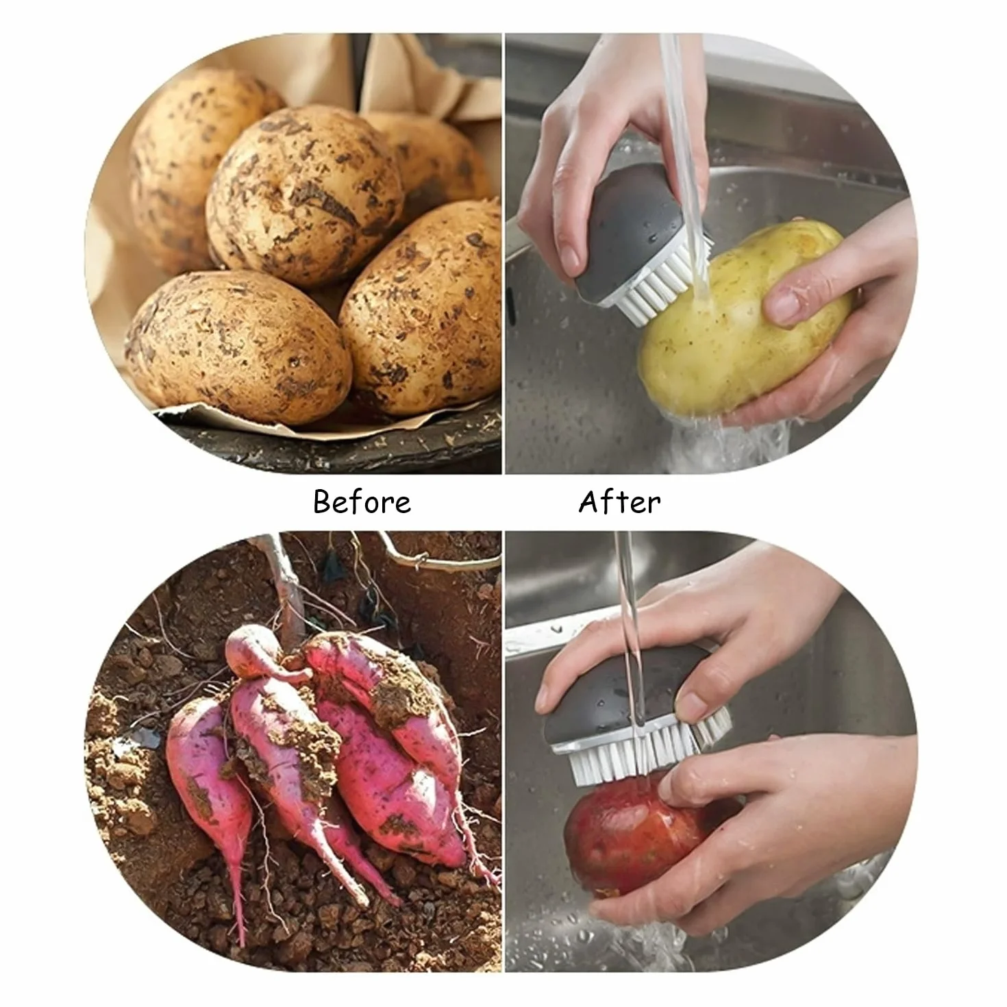 Lot de 2 brosses de nettoyage pour fruits et légumes, brosse de cuisine