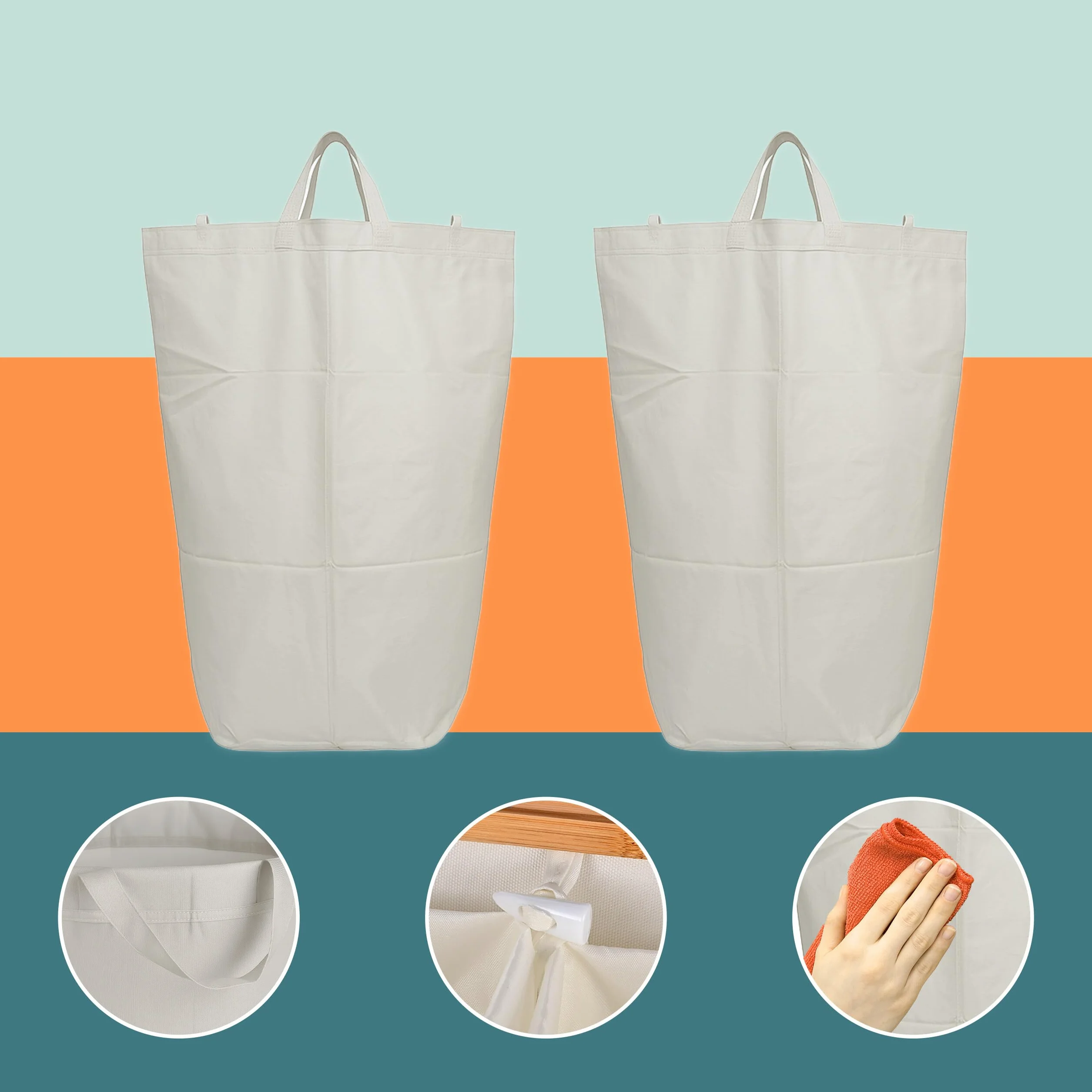 Relaxdays Récipient de Collecte des Bouteilles 140 L 60 Bouteilles 2 Sacs Amovibles Beige