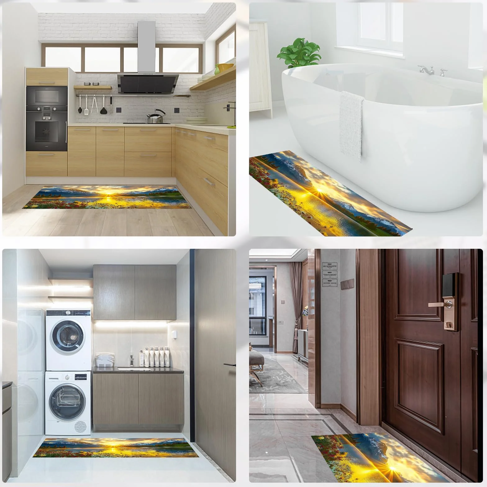 OFFSUM Ensemble de 2 Tapis de Cuisine Lavables Antidérapants 43x75 cm + 43x120 cm