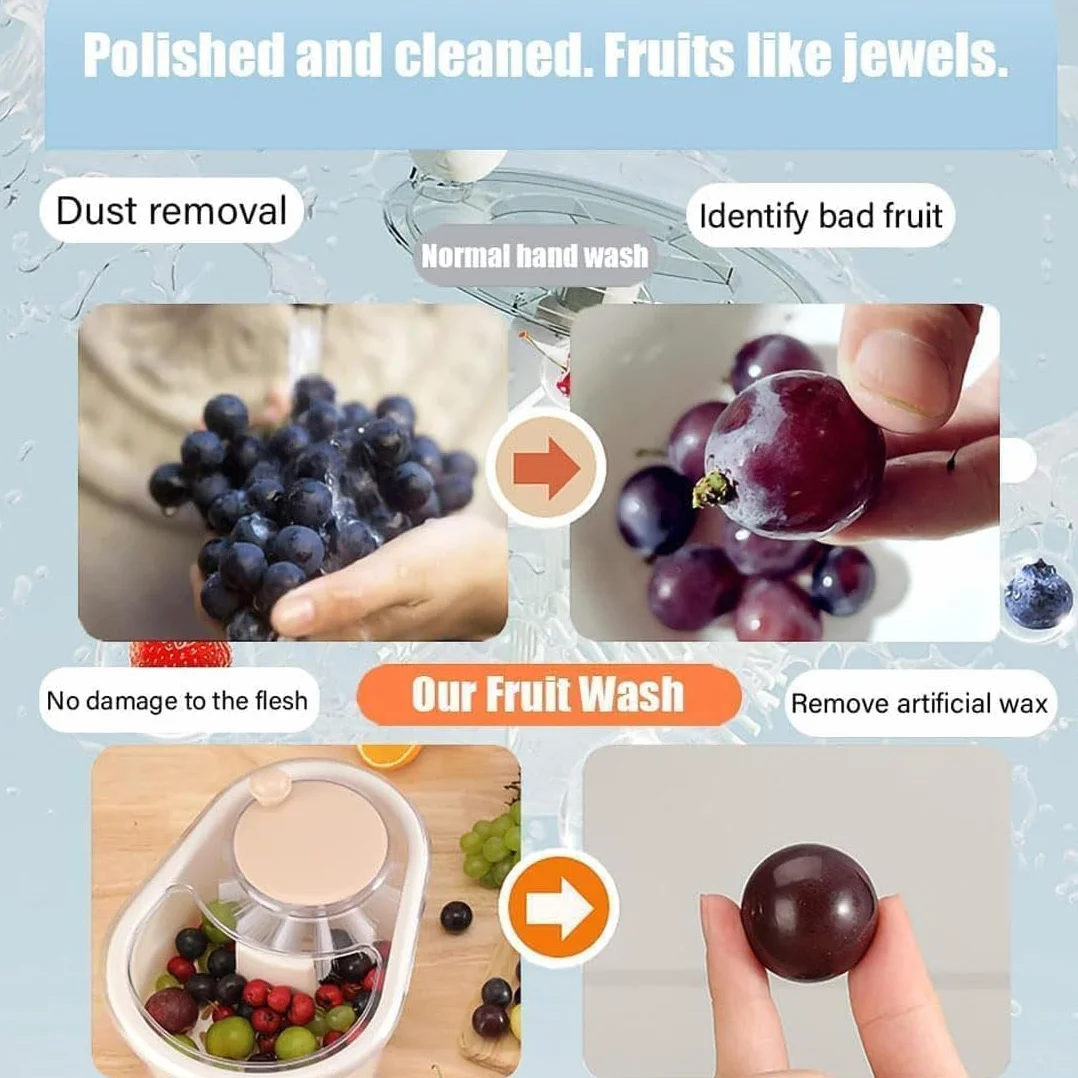Écumoire à fruits portable avec couvercle lave-fruits légumes brosse cuisine Blanc