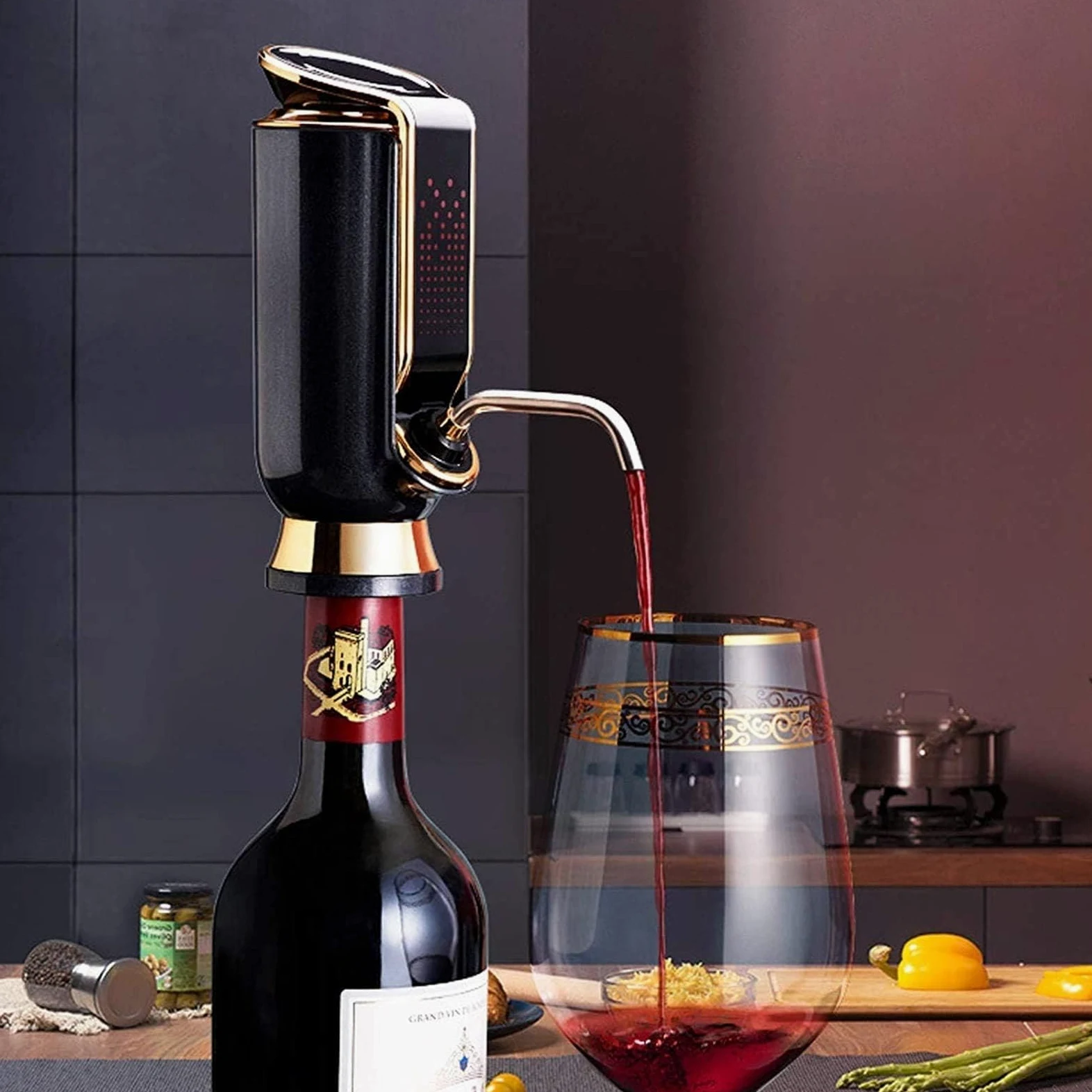 Aérateur et distributeur de vin électrique, bec verseur automatique avec écran LCD tactile, carafe à vin instantanée portable