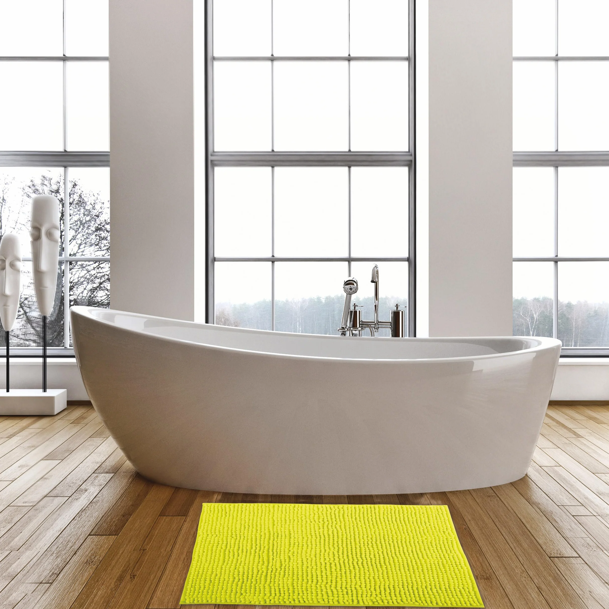 Tapis de Bain Microfibre Chenille Anti-dérapant 40x60 cm Vert Clair