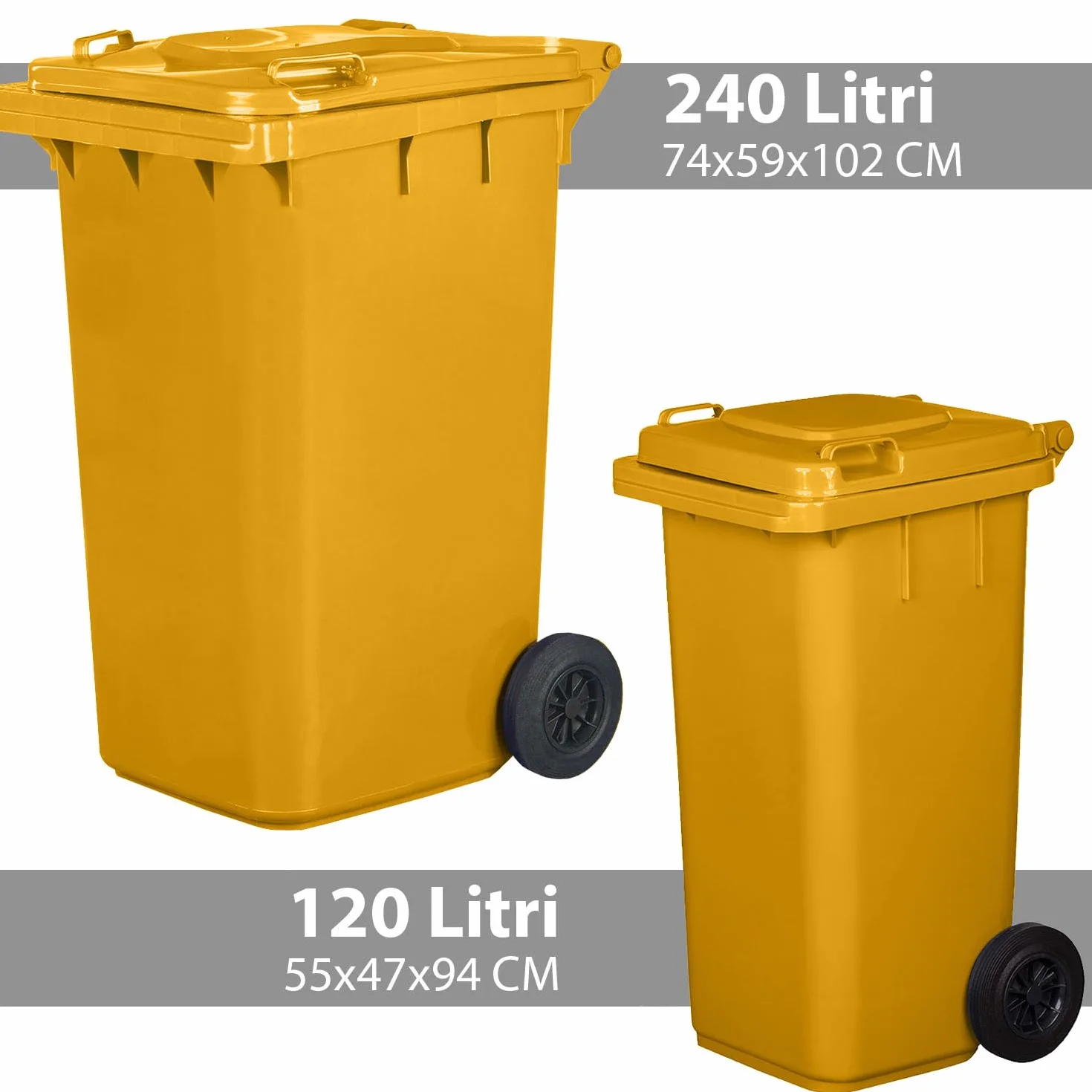 JESTIC Poubelle à roulettes 120 Litres Jaune Tri Selectif Garage XXL