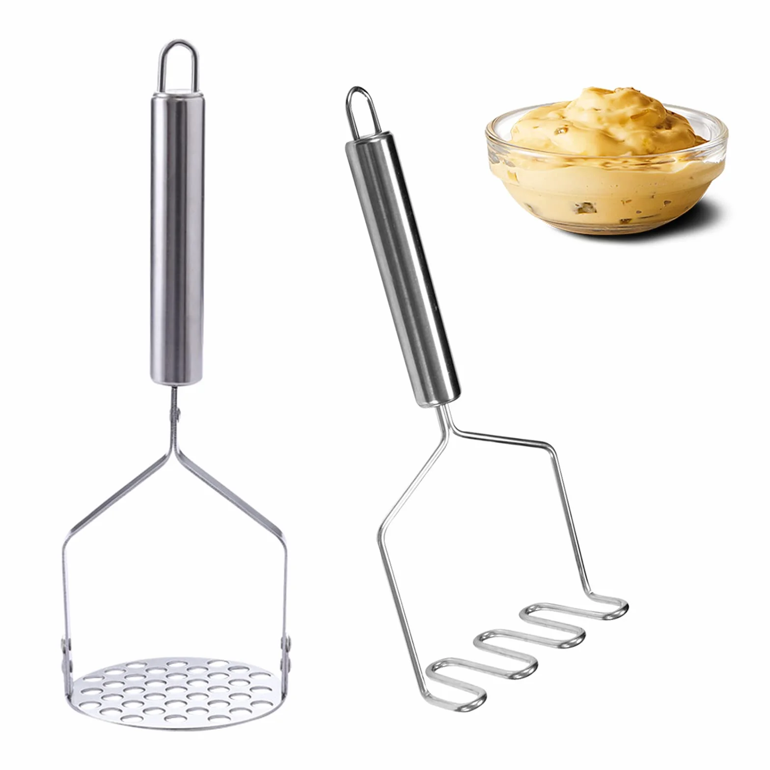 Presse Purée Inoxydable Manuel 2 Pièces pour Légumes et Fruits Lave-Vaisselle