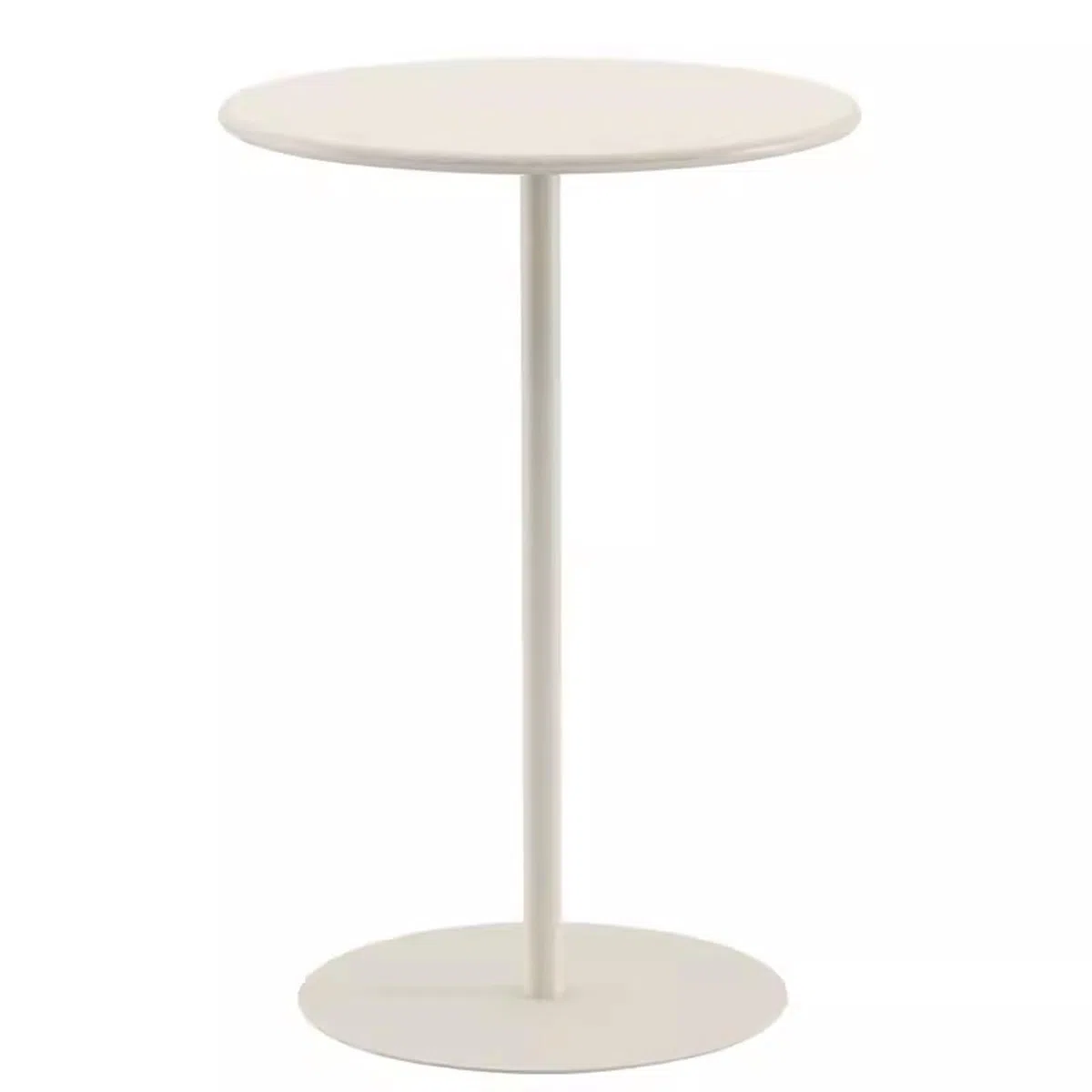 Table de bar d'extérieur ronde avec base en métal pour pub bistrot Hauteur comptoir Beige 70 x 70 x 104 cm