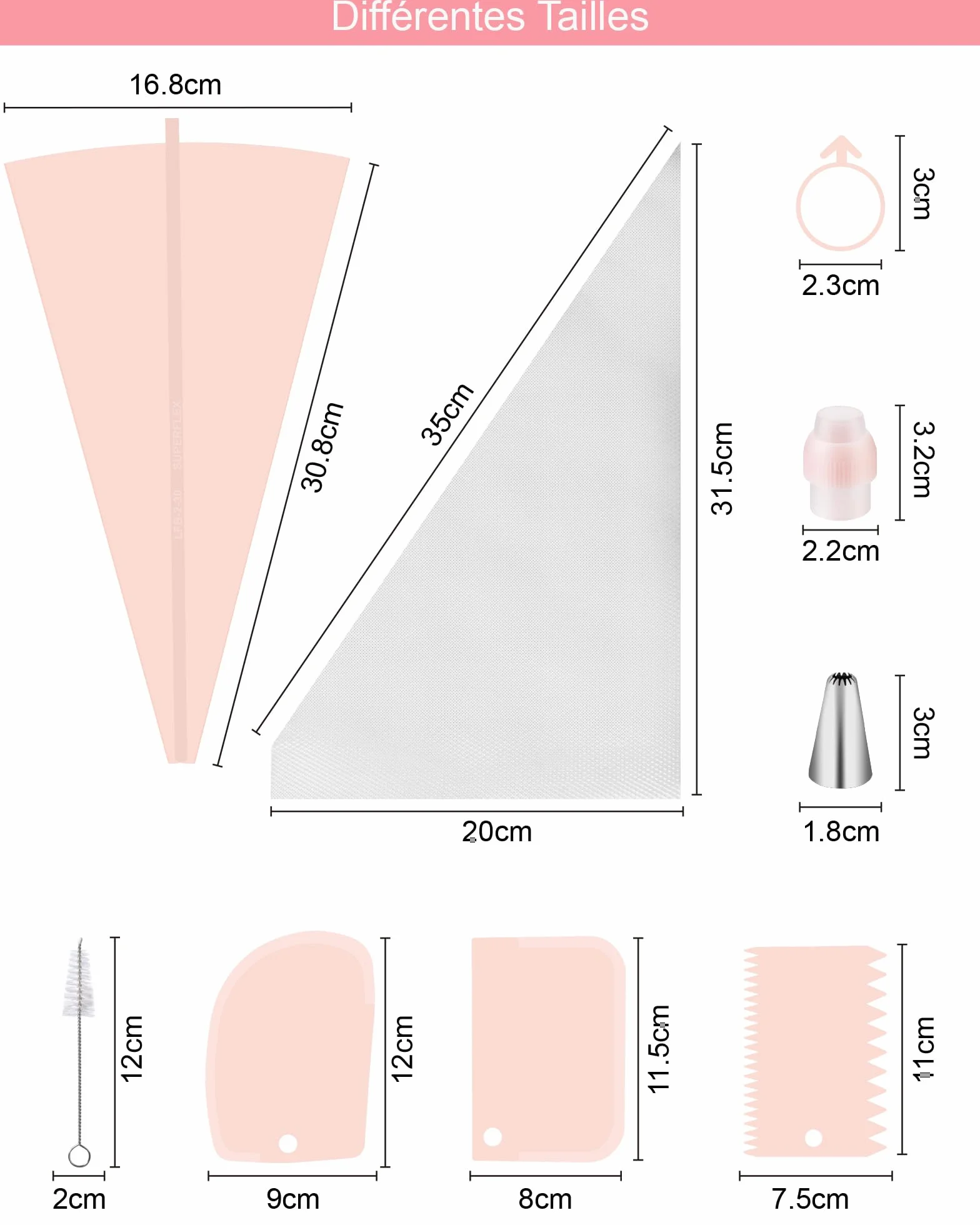 Nifogo Poche à Douille Pâtisserie 40 Pcs Kit Ustensiles à Pâtisserie
