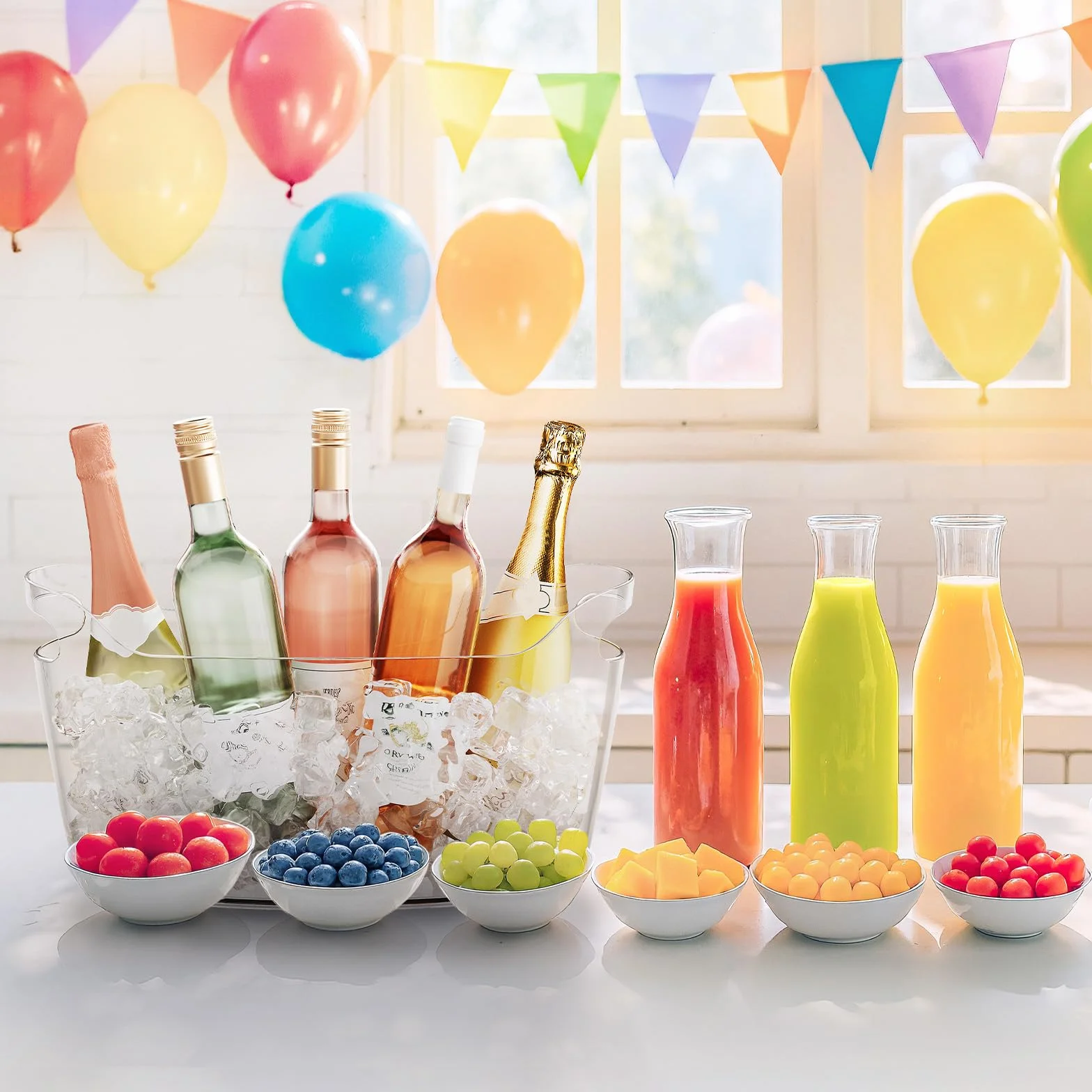 Lifewit Seau à Glace Portable 6.5L, Seau à Champagne avec Cuillère, Plastique Rafraîchisseur de Bouteille de Vin, 38×18×20 cm, Lot de 2