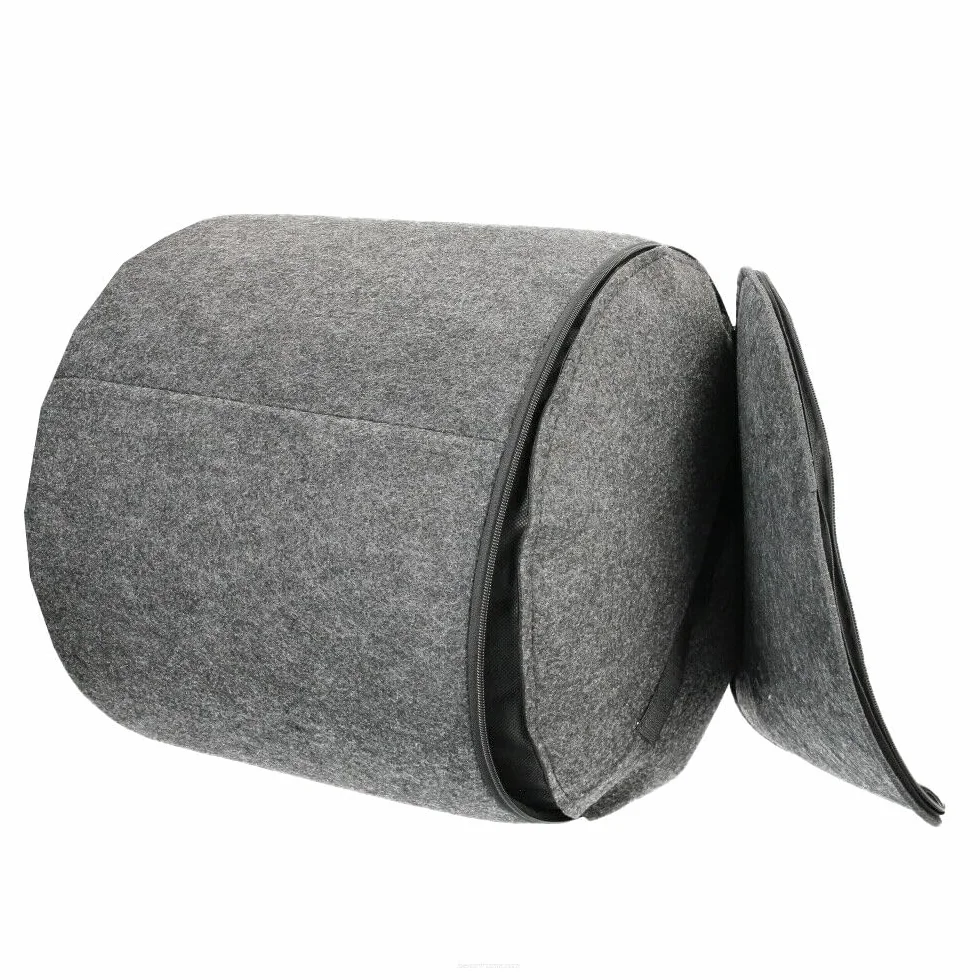 Pouf en feutre Bertoni 40 x 40 cm Rond Anthracite Housse amovible Lavable