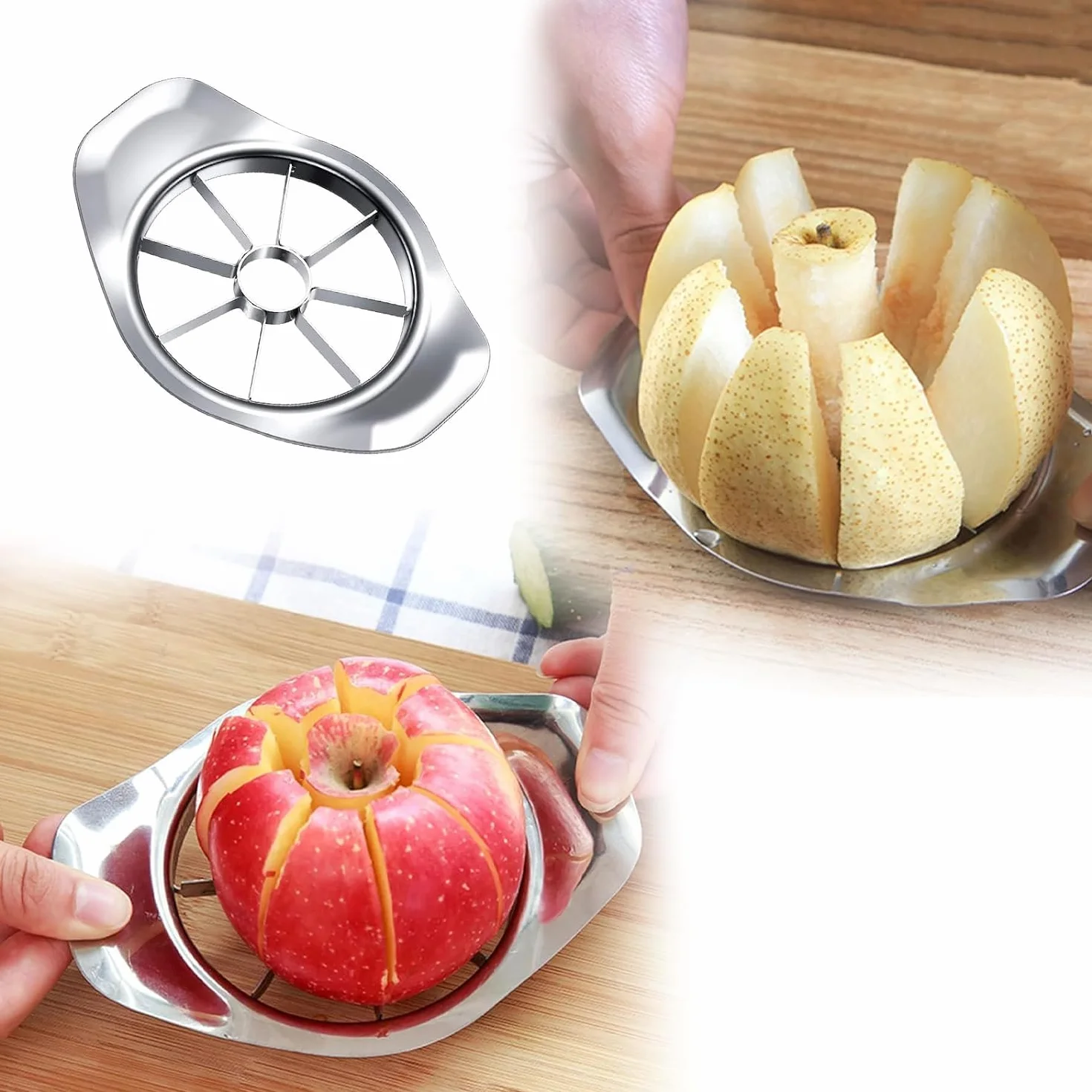 Coupe-pommes en acier inoxydable 8 lames