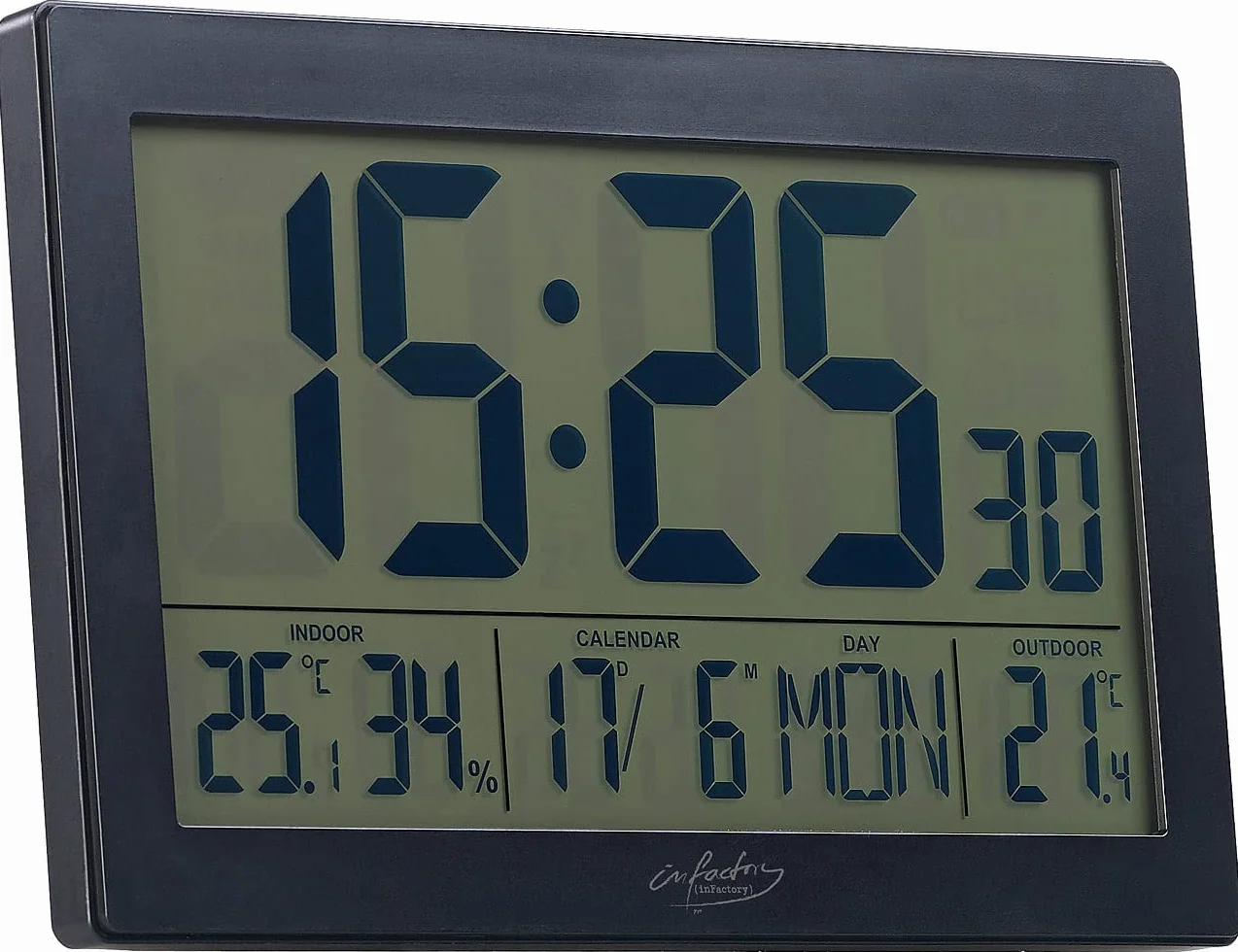 infactory Horloge Radio-pilotée XL Thermo-hygromètre Capteur Extérieur