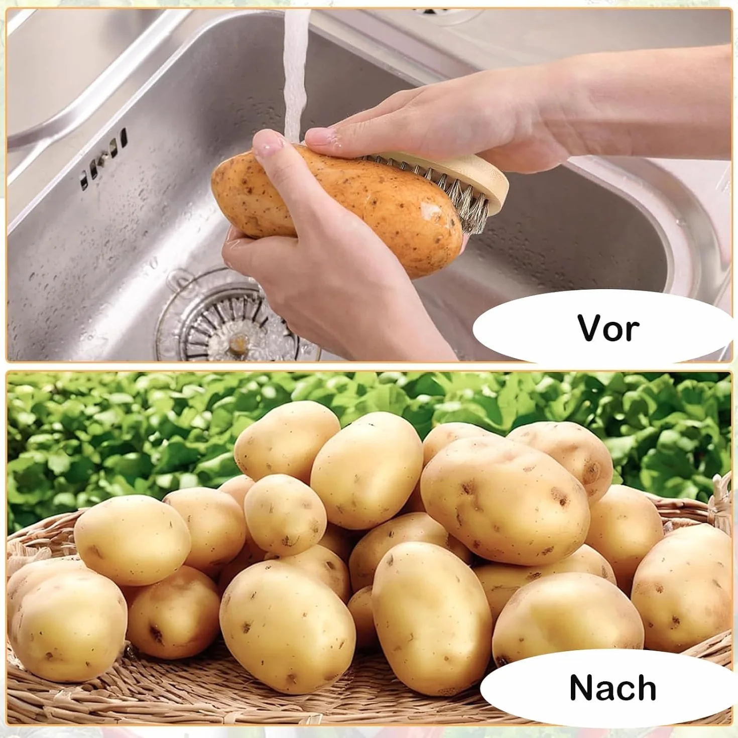 Brosse à Légumes 5 Pièces Poignée Ergonomique pour Nettoyer Légumes Fruits Ustensiles