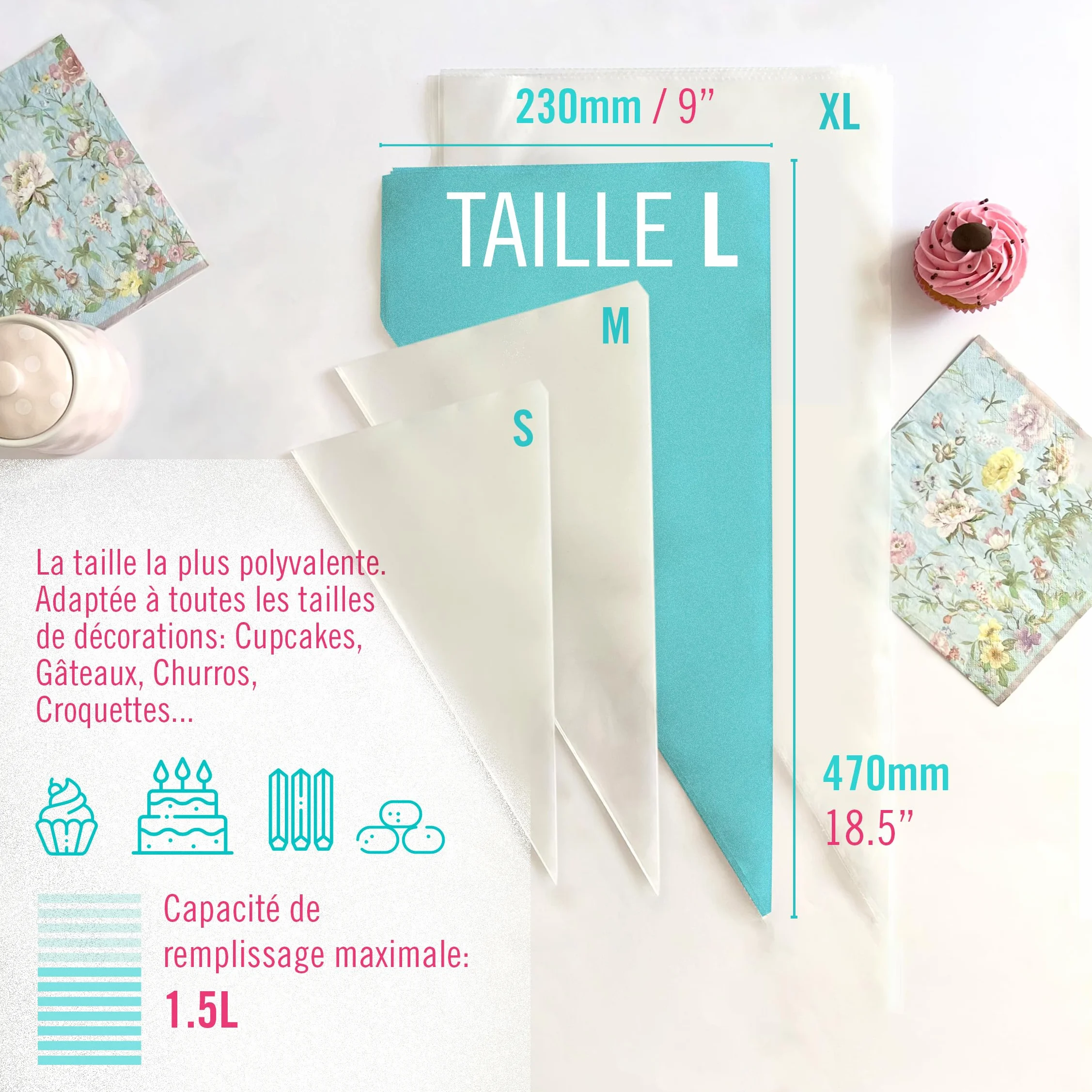 Poches à Douilles Jetables Professionnels 100 pièces 0.08mm Épais Recyclable 30 47 53cm