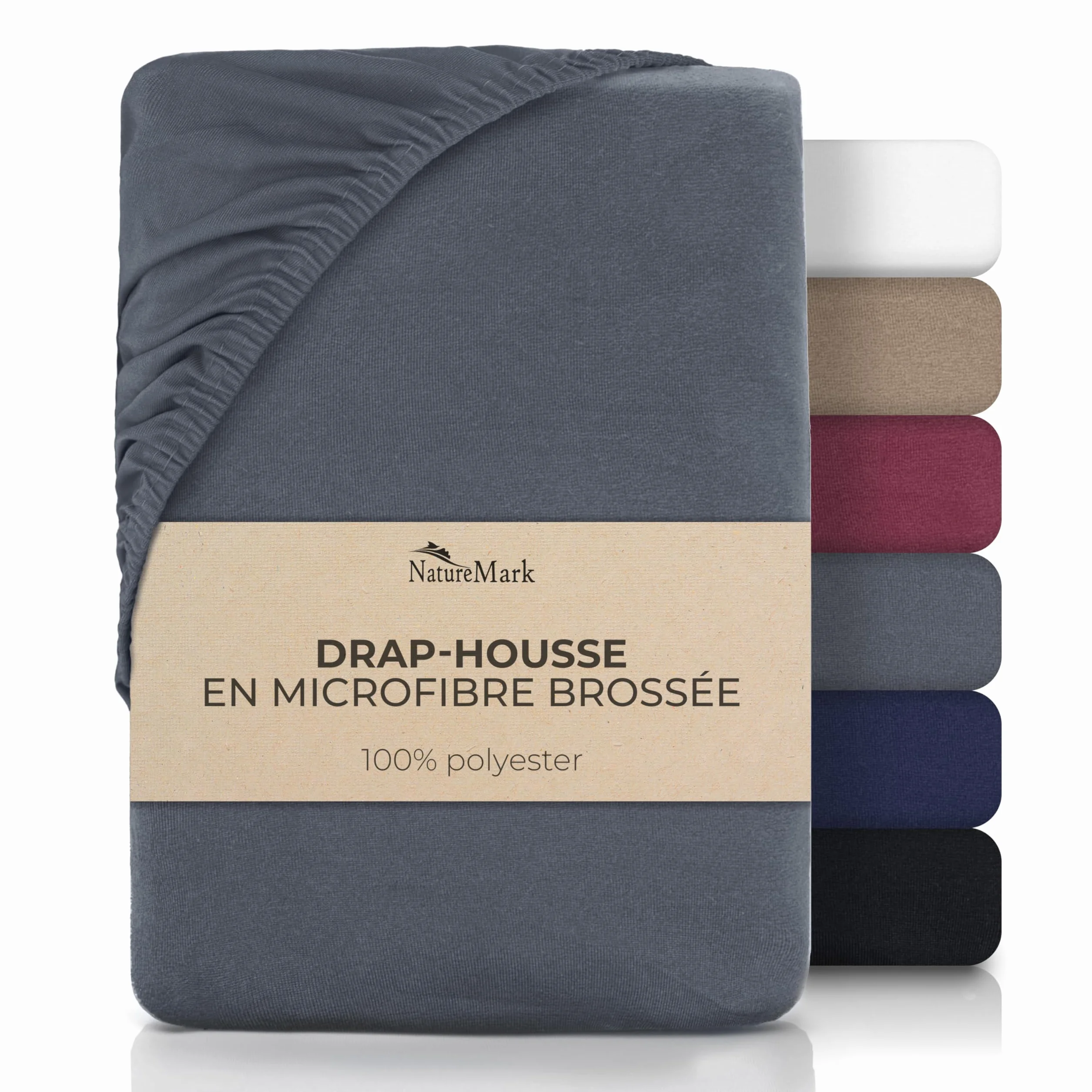 Drap-Housse en Microfibre Brossée 140x200 cm Gris Anthracite – Hypoallergénique