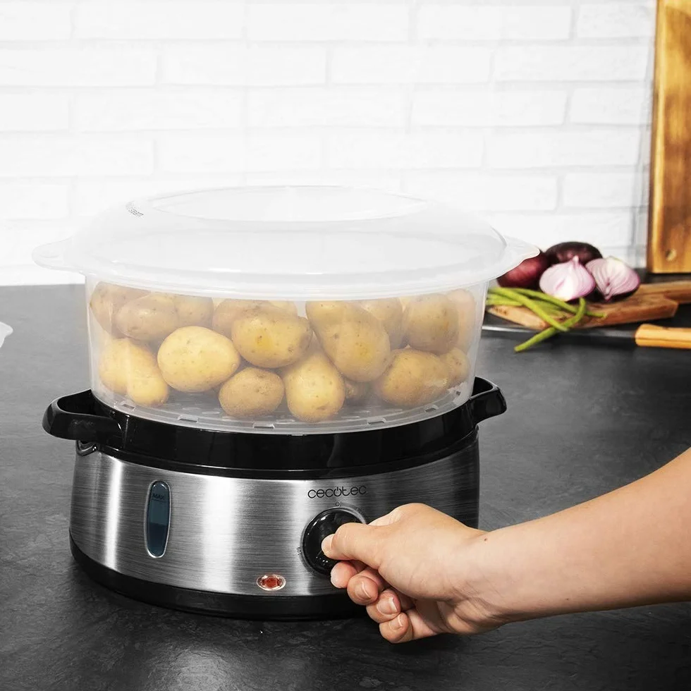 Cecotec Cuiseur à Vapeur Vapovita 3000 INOX 800 W 3 Paniers Minuterie 60 Min