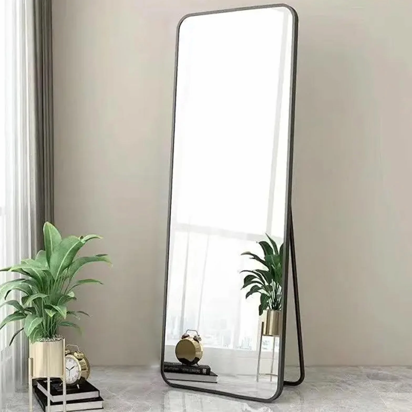 Kapler Arc Miroir sur pied 160 x 53 cm noir inclinable décoration salon
