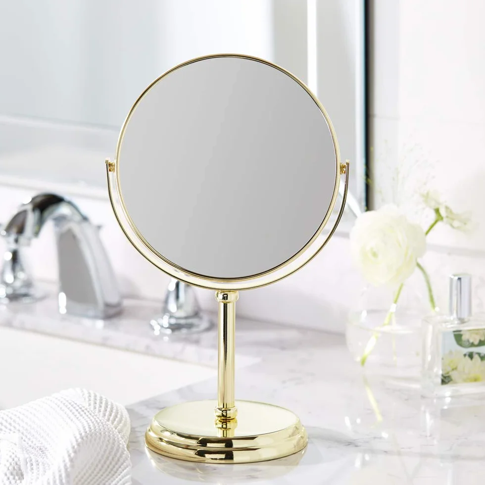 Amazon Basics Ronde Montage sur Table Miroir grossissant sur Pied doré 18.3x12.5x30 cm