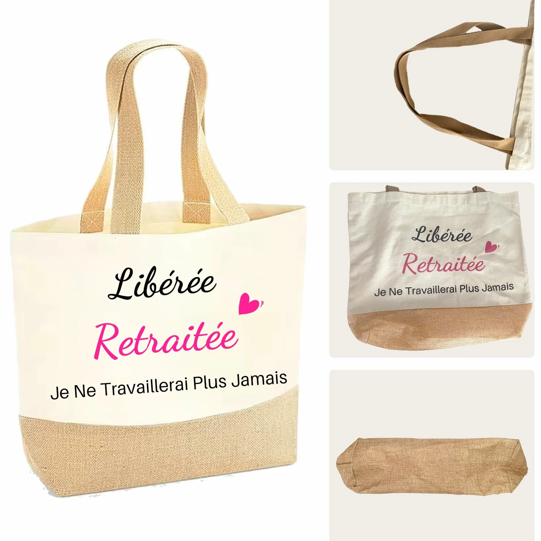 Tote Bag Retraite Cadeau pour Femme Sac Retraitée