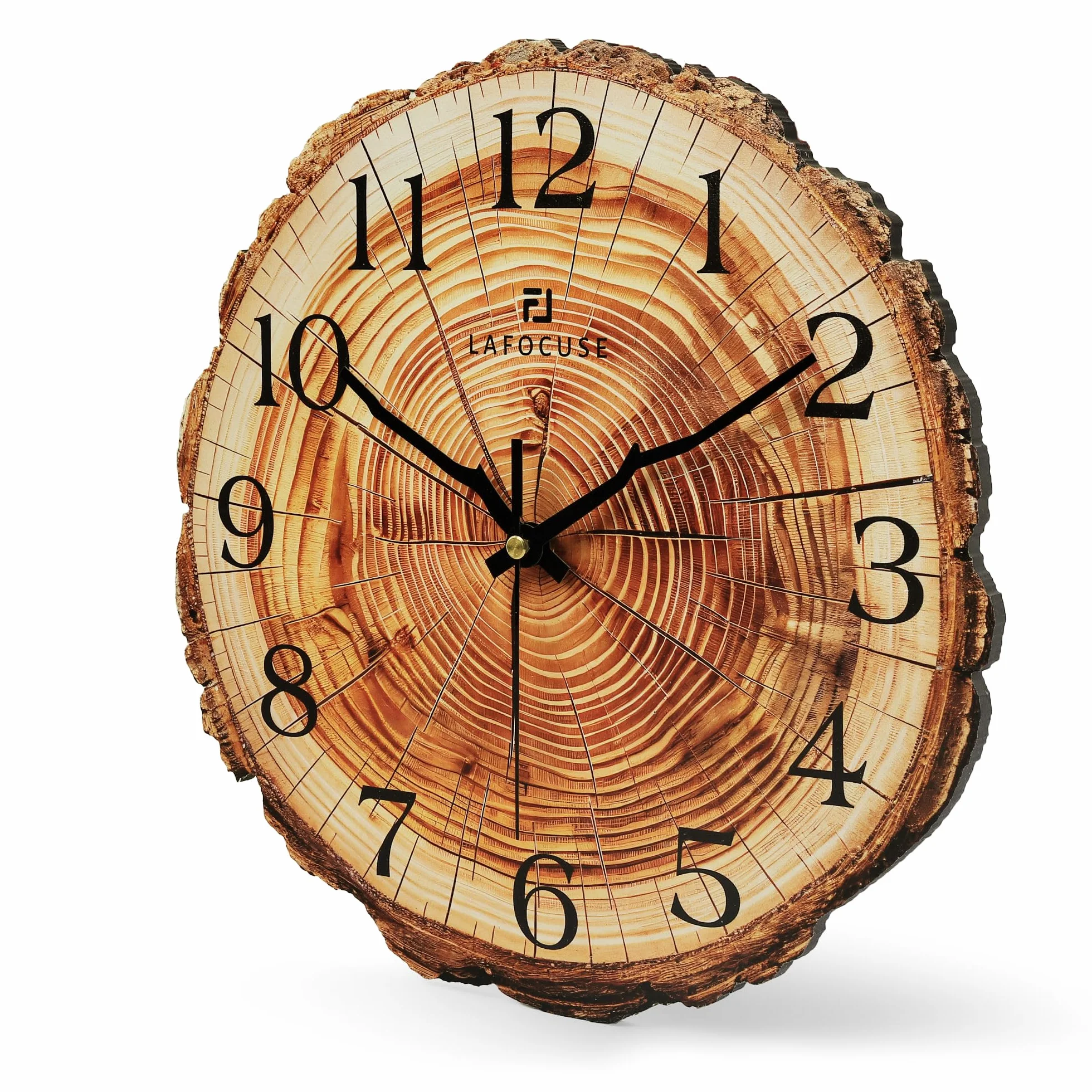 Lafocuse Horloge Murale Bois MDF 30cm Silencieuse Rustique Marron Vintage Retro Pendule Murale Deco
