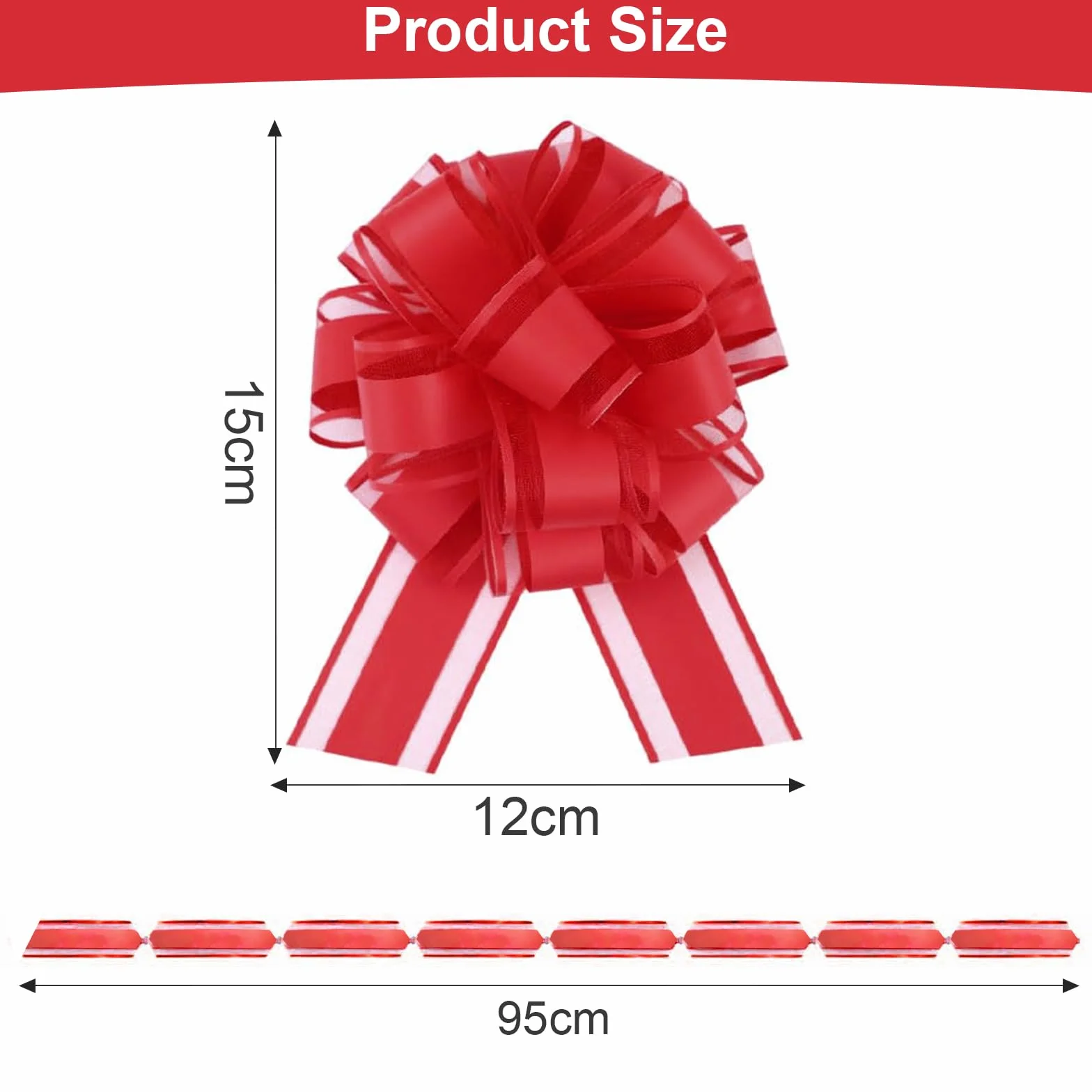 Noeuds Cadeau 15 cm Grands Décoratifs d'emballage Cadeau Rouge pour Mariage Anniversaire Noël