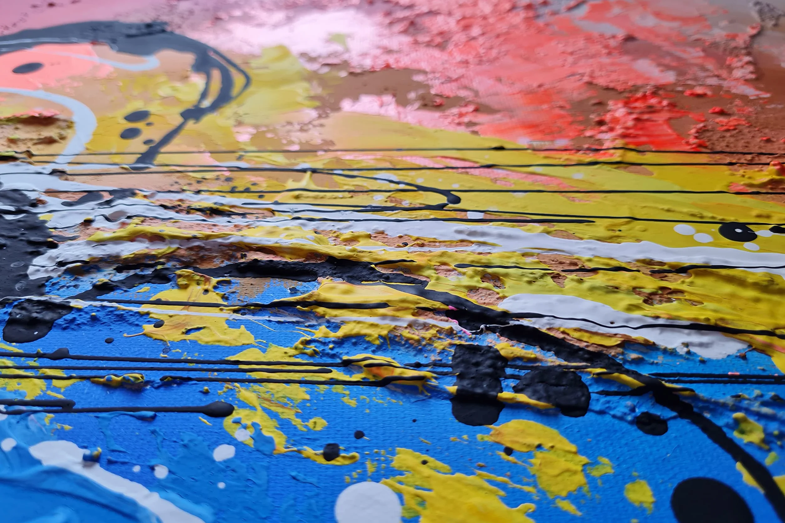 Tableau Peint à la Main 140x70 cm Toile sur Cadre en Bois