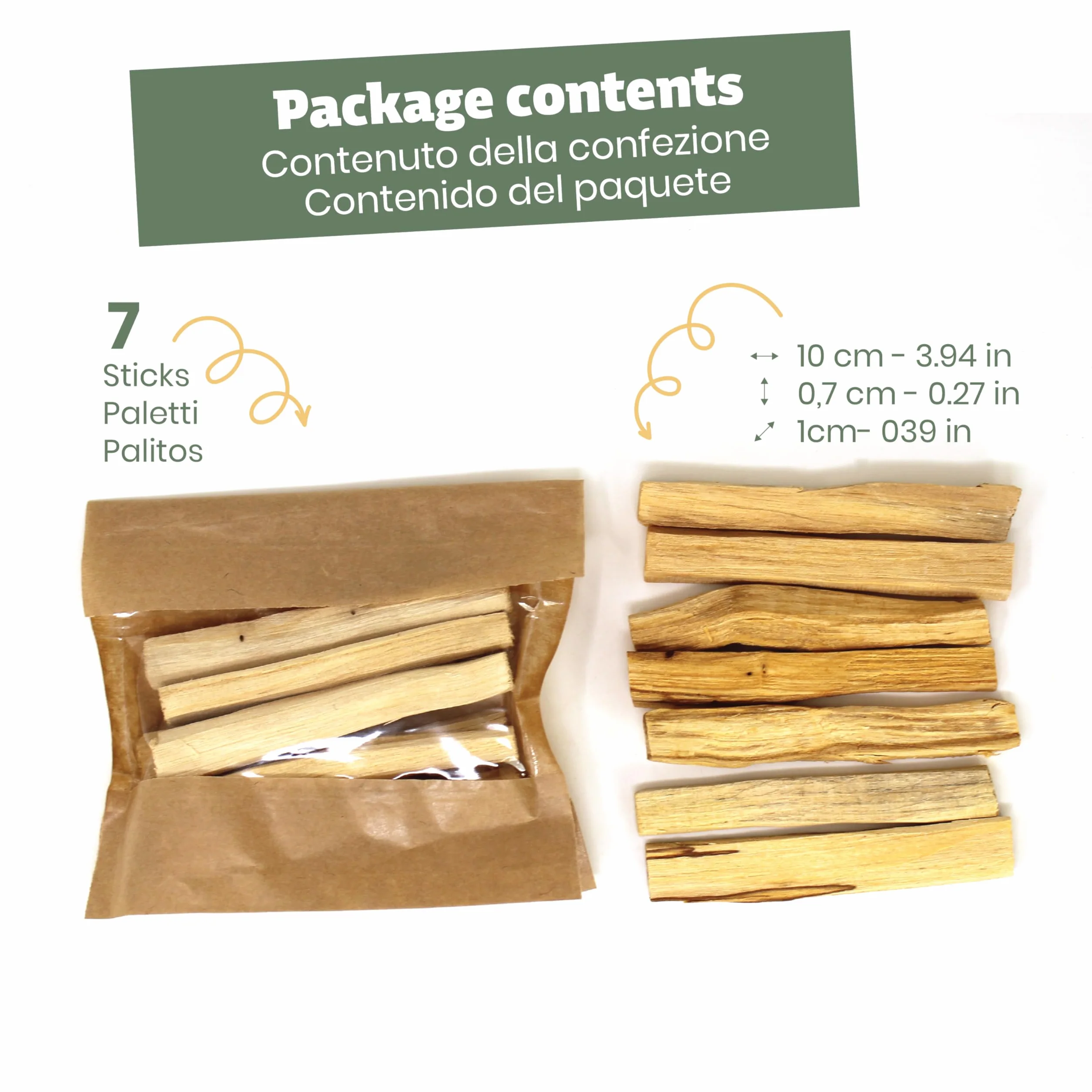 Palo Santo Bâtons Naturel 10cm 7 Pièces Bursera Graveolens Ecuador