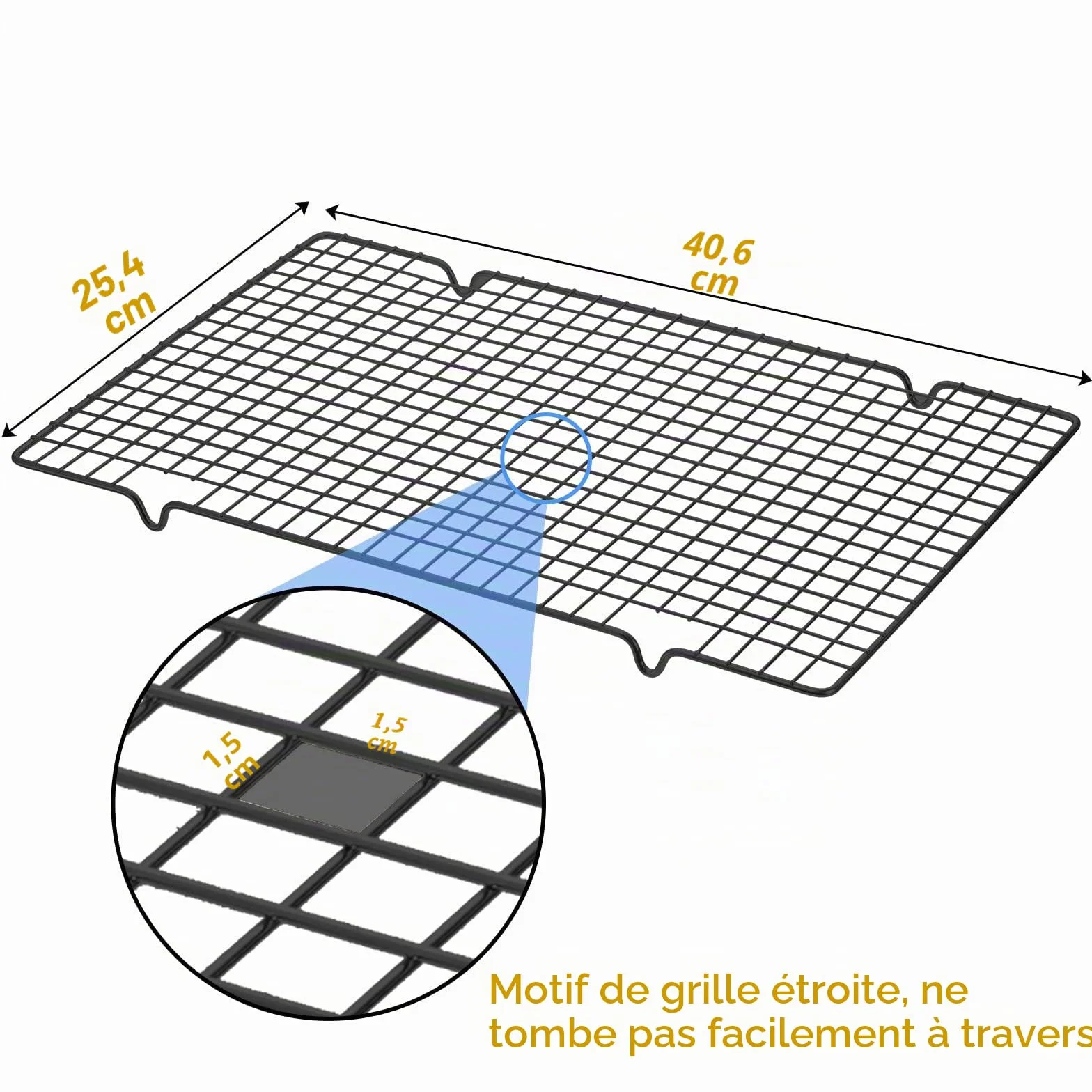 Tebery Lot de 4 grilles de refroidissement en acier au carbone pour cuisson gâteau pizza viande