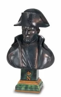 Napoleon Bust Reproduction 12.5 cm Quality Resin Bronze Colour Green Marble Base Glossy Look