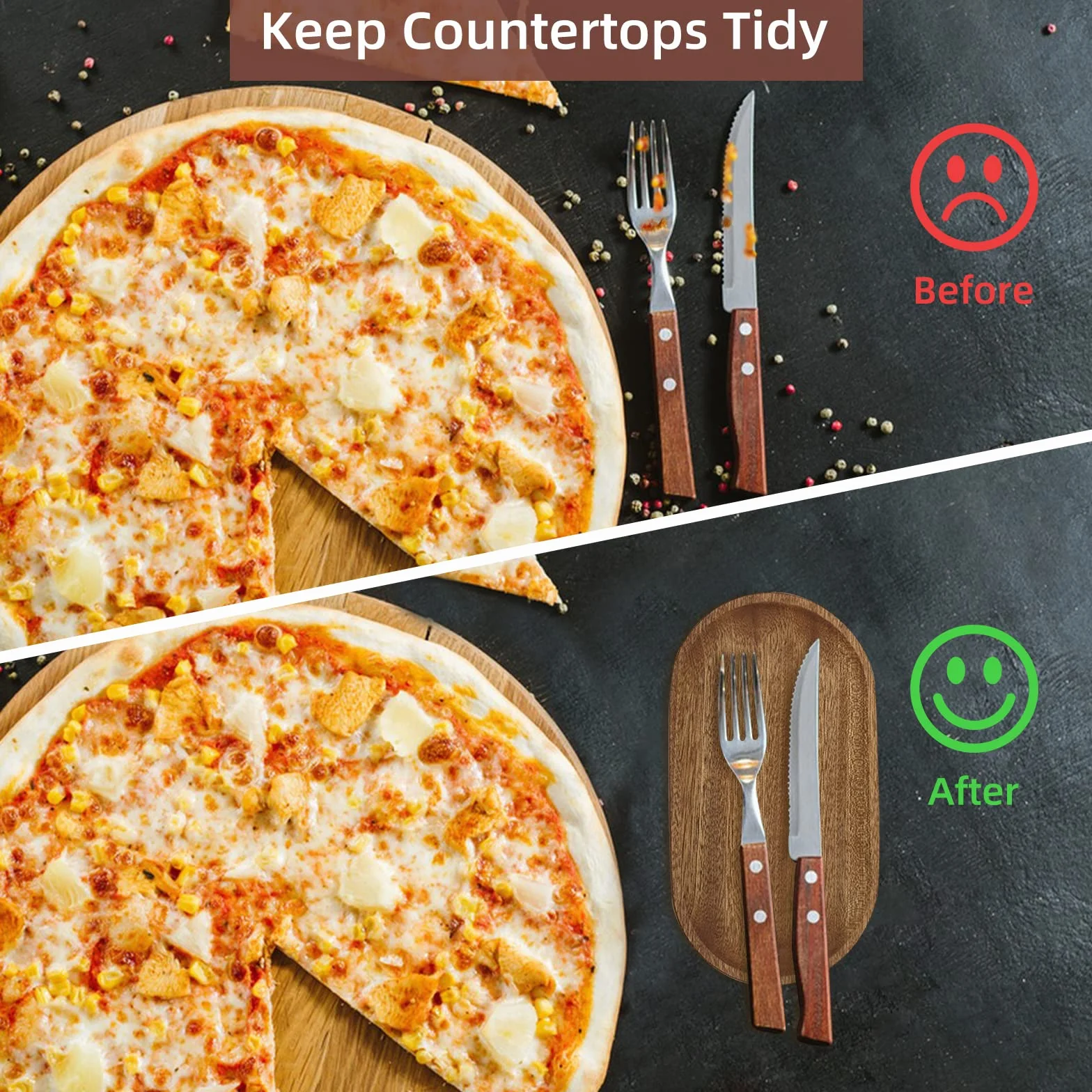 Porte-Cuillère Cuisine en Bois Rétro Naturel, Porte-Ustensiles pour Comptoir Spatules Cuillères