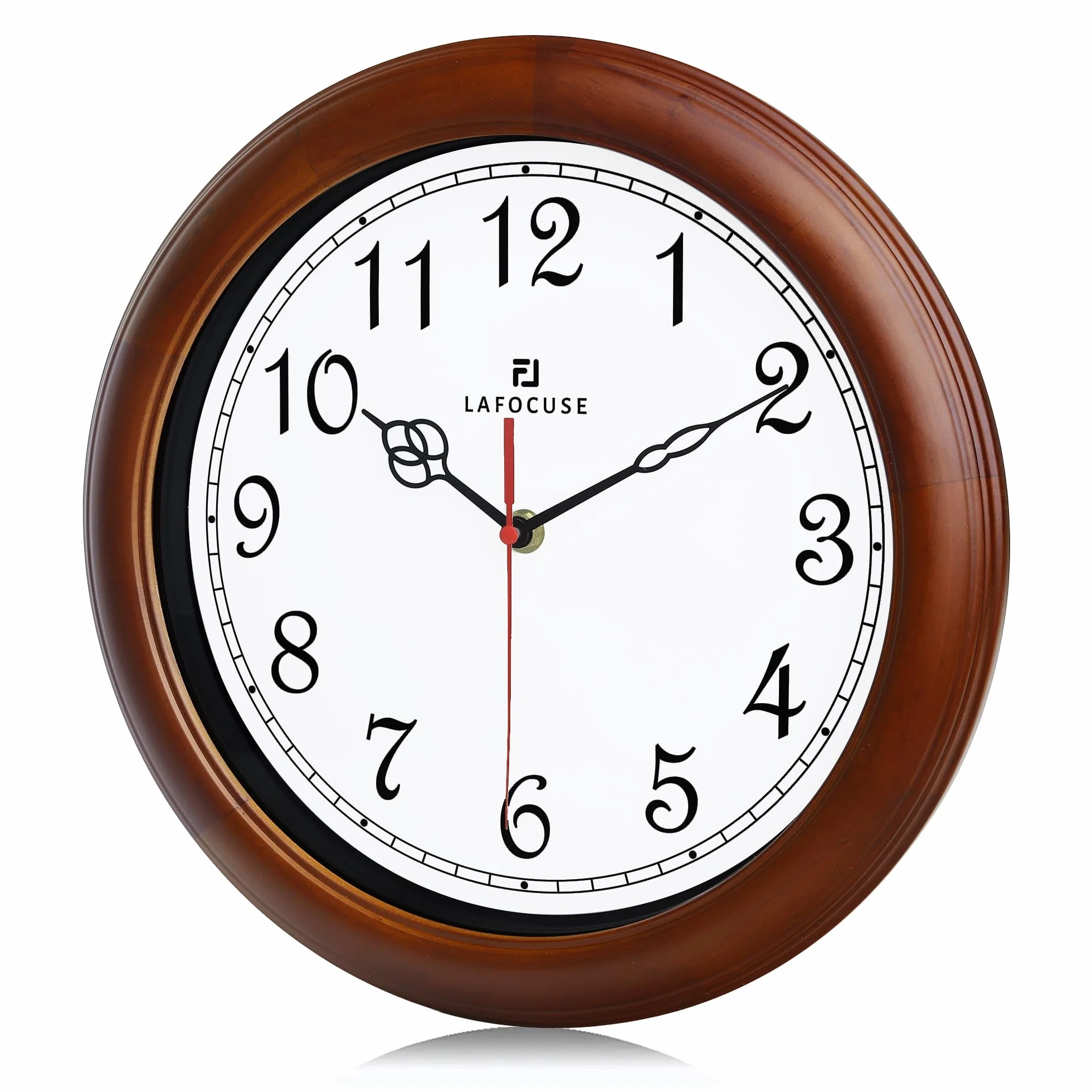 Lafocuse Horloge Murale Bois Massif Vintage 30cm Silencieuse Design Retro