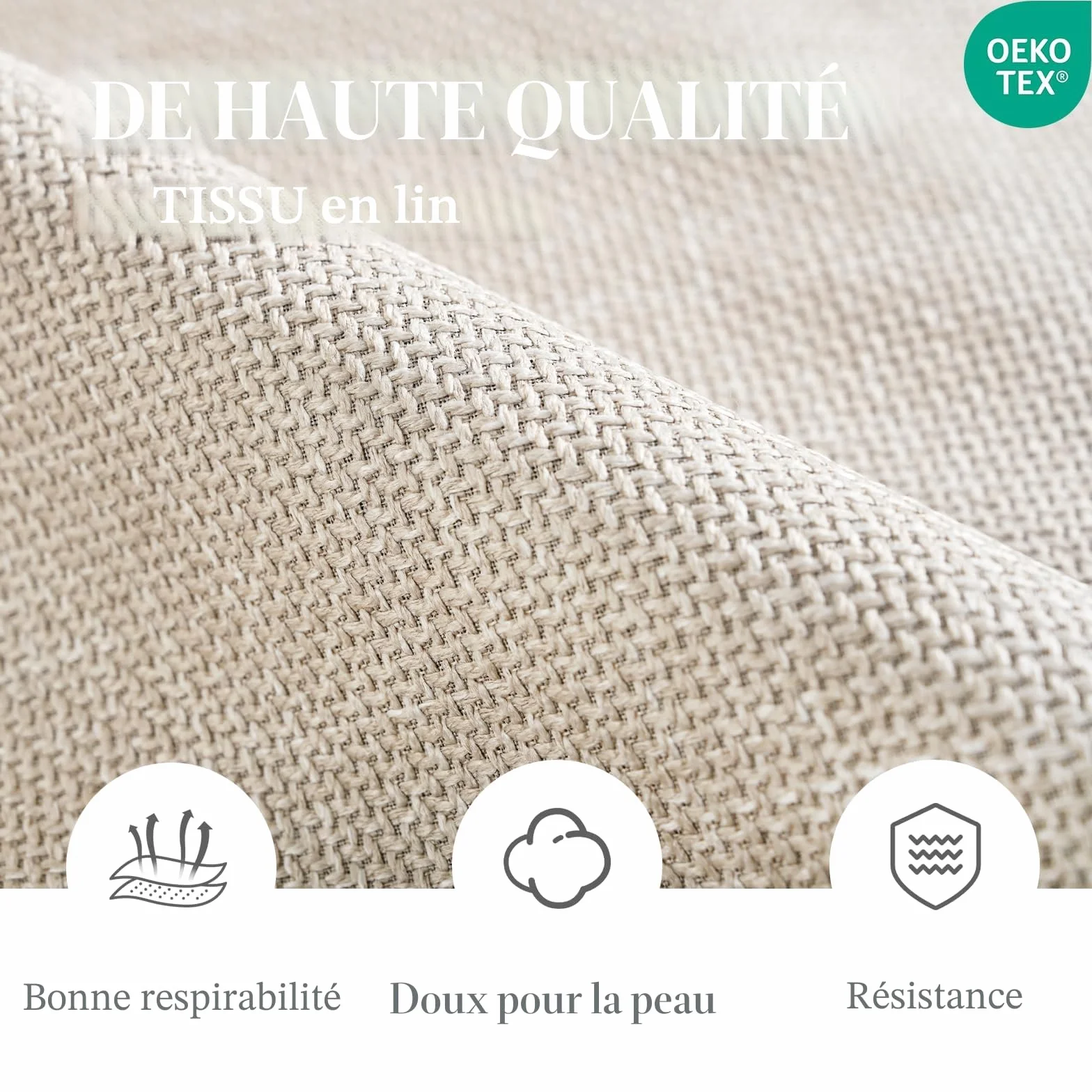 Lot de 6 Chaises Salle à Manger Beige avec Accoudoirs, Fauteuil Rembourré en Lin Pieds Métal
