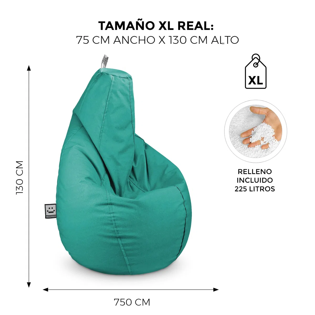 Happers Pouf Salon et Jardin Naylim Mat Turquoise XL