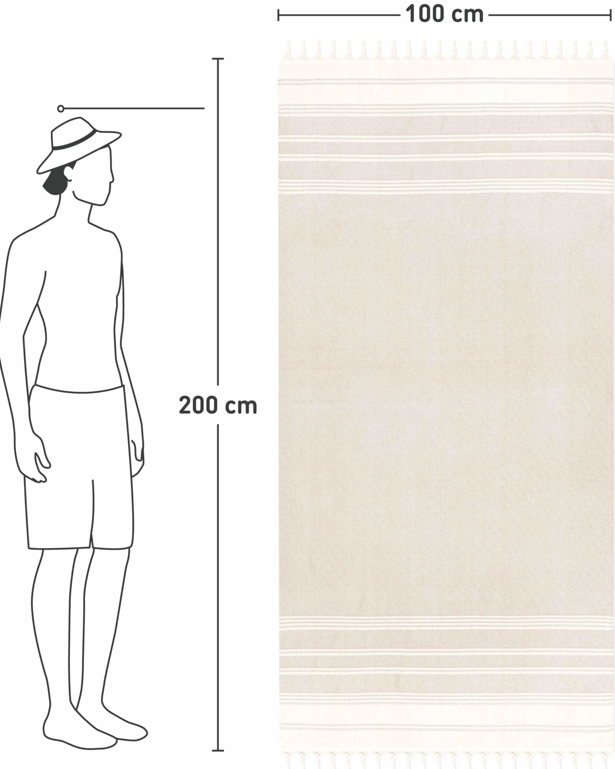 Fit-Flip Serviette de Plage Fouta Coton 100% 100x200cm Sable