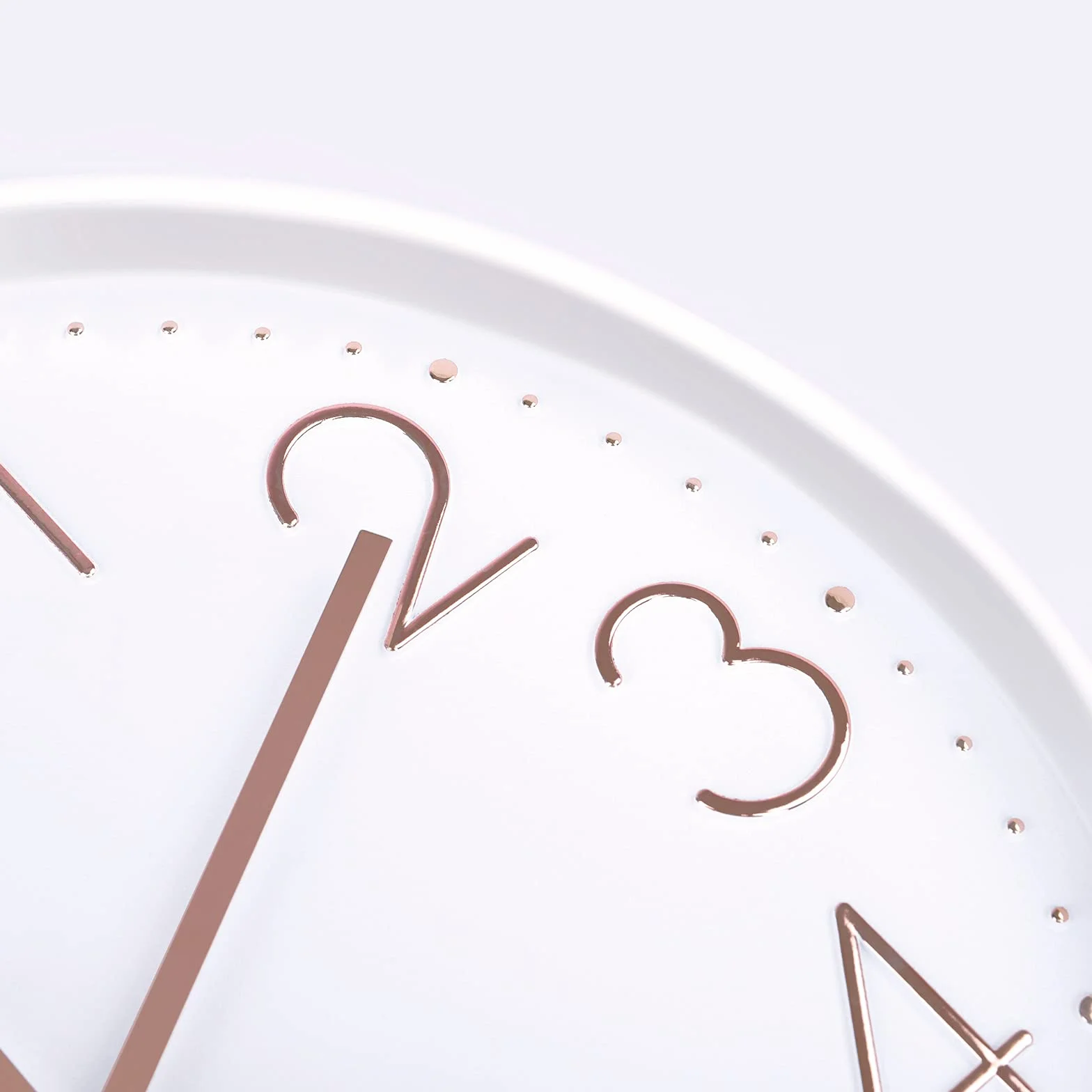 Lafocuse Horloge Murale 30cm Blanc Moderne Silencieuse Chiffres 3D Or Rose