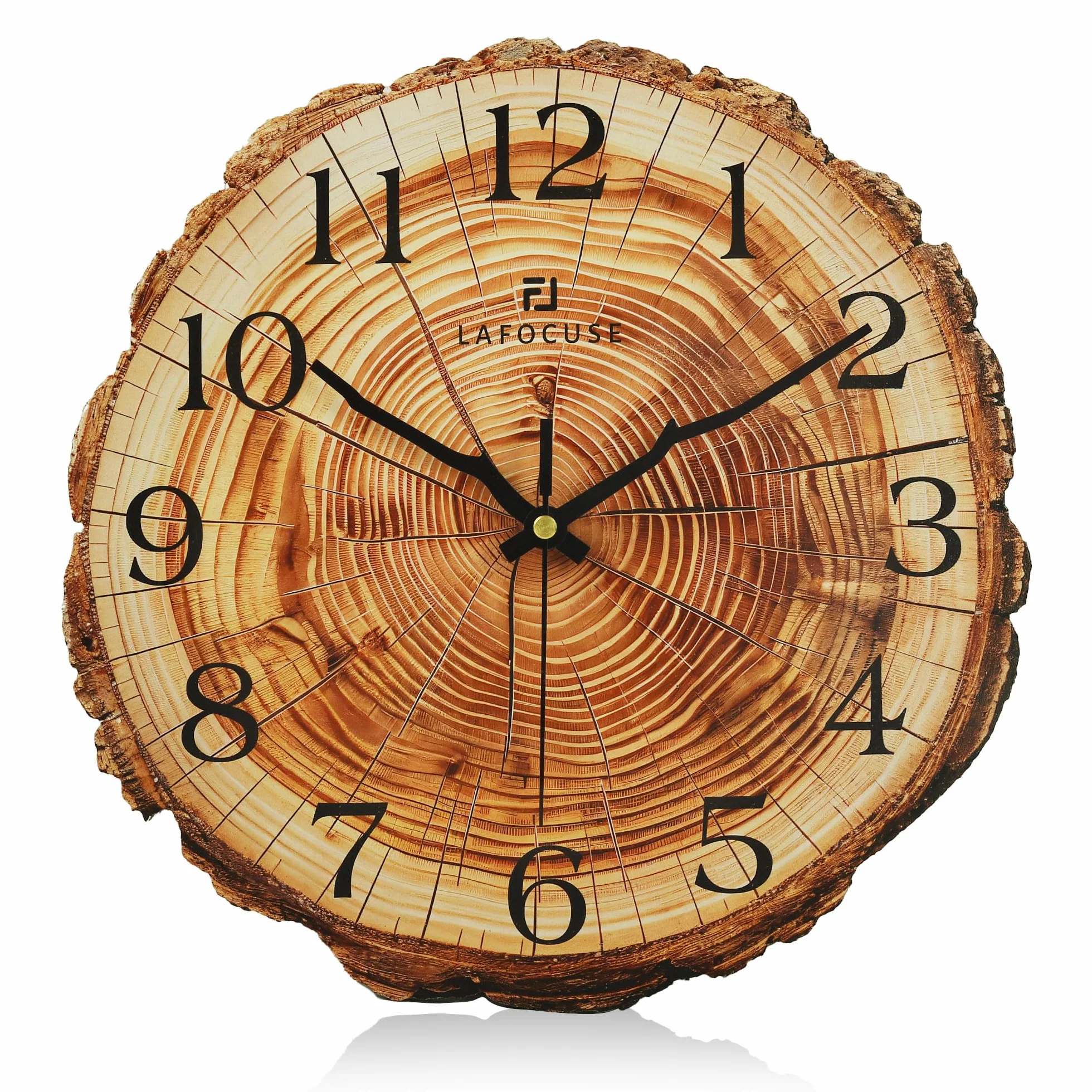 Lafocuse Horloge Murale Bois MDF 30cm Silencieuse Rustique Marron Vintage Retro Pendule Murale Deco