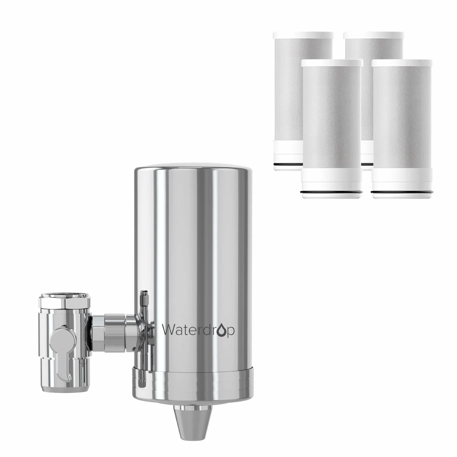 Filtre à Eau de Robinet Waterdrop WD-FC-06 Acier Inoxydable Système Filtration Bloc Carbone 4 Filtres