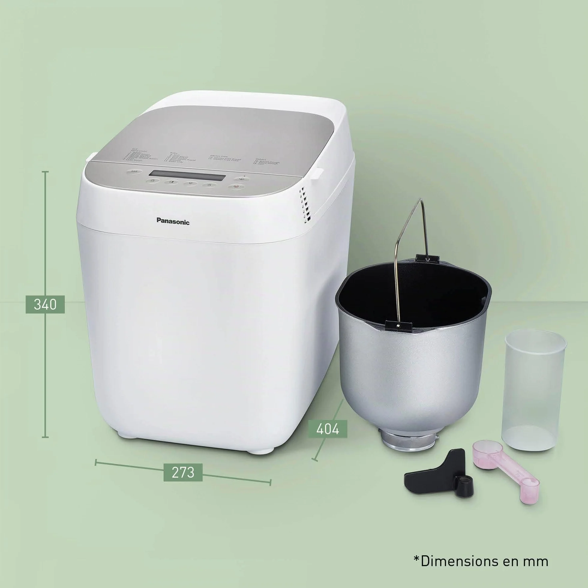 Panasonic Machine à pain Croustina SD-ZP2000WXE, 18 Programmes, 7 Pains Croustillants, Sans Gluten, 2 Tailles L,M