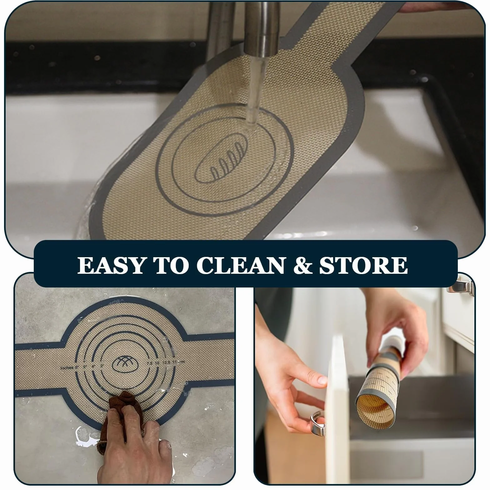 Tapis de Cuisson en Silicone pour Four Hollandais Lot de 2 Antiadhésif Réutilisable avec Poignées Anti-Brûlures Compatible Pizza Pain au Levain Rond Ovale