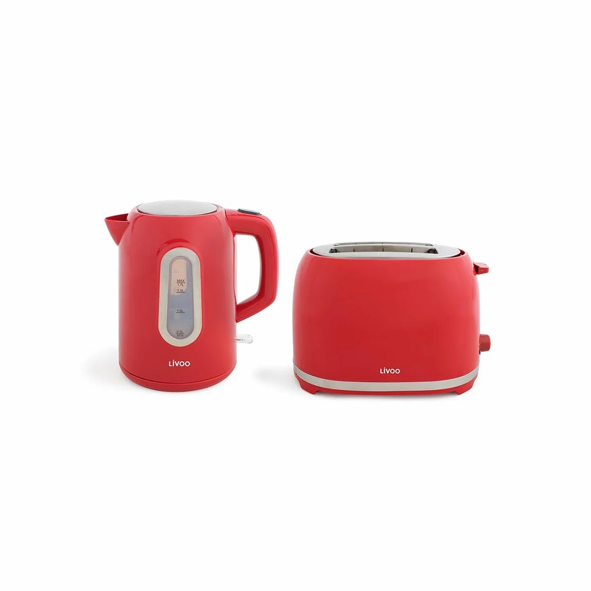 Livoo DOD160RC Set petit déjeuner Bouilloire 1,7L 1850-2200W Grille-pain 2 fentes 700-850W