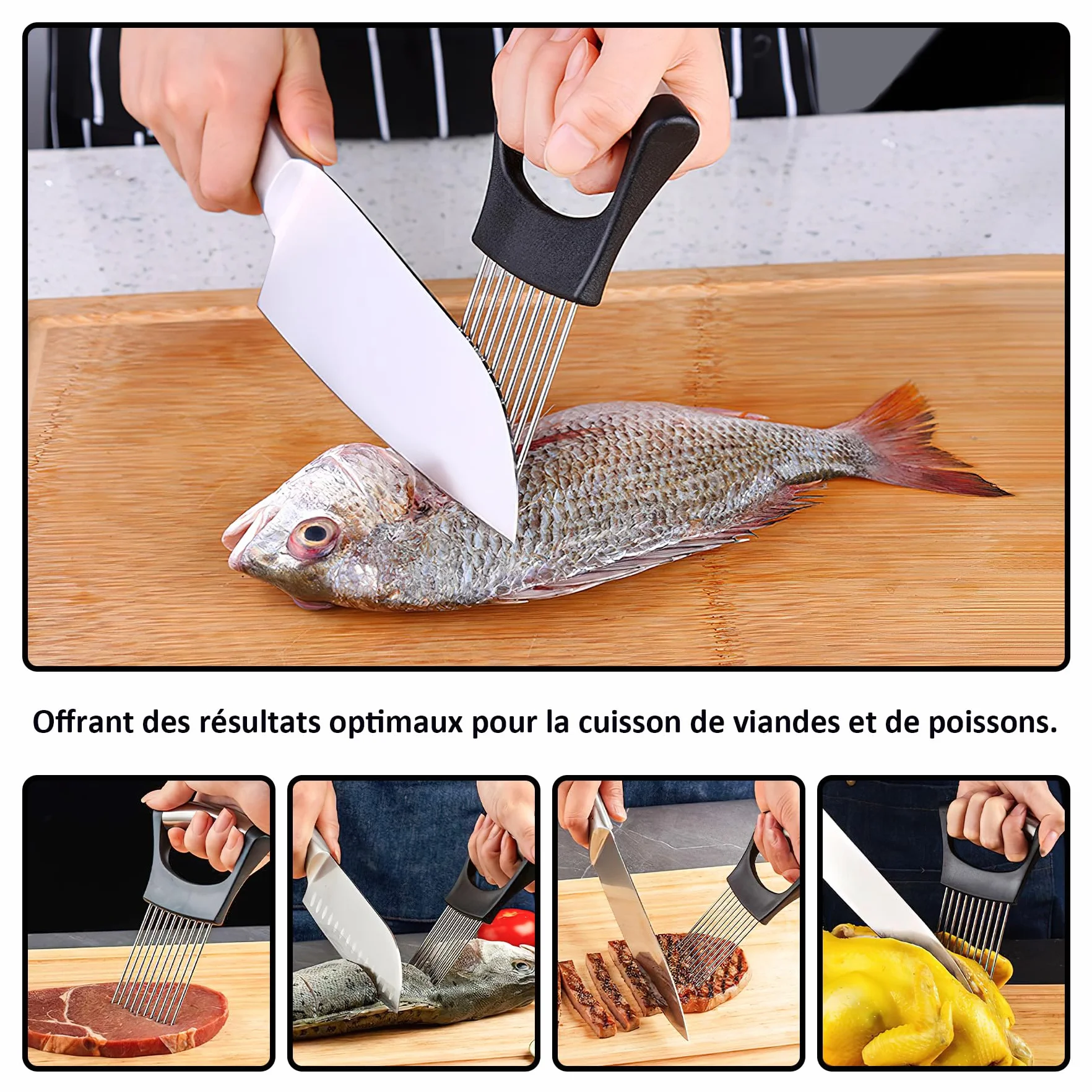 Brelet Lot de 2 Coupe Oignon Manuel en Acier Inoxydable pour Trancher Légumes Gadget Cuisine