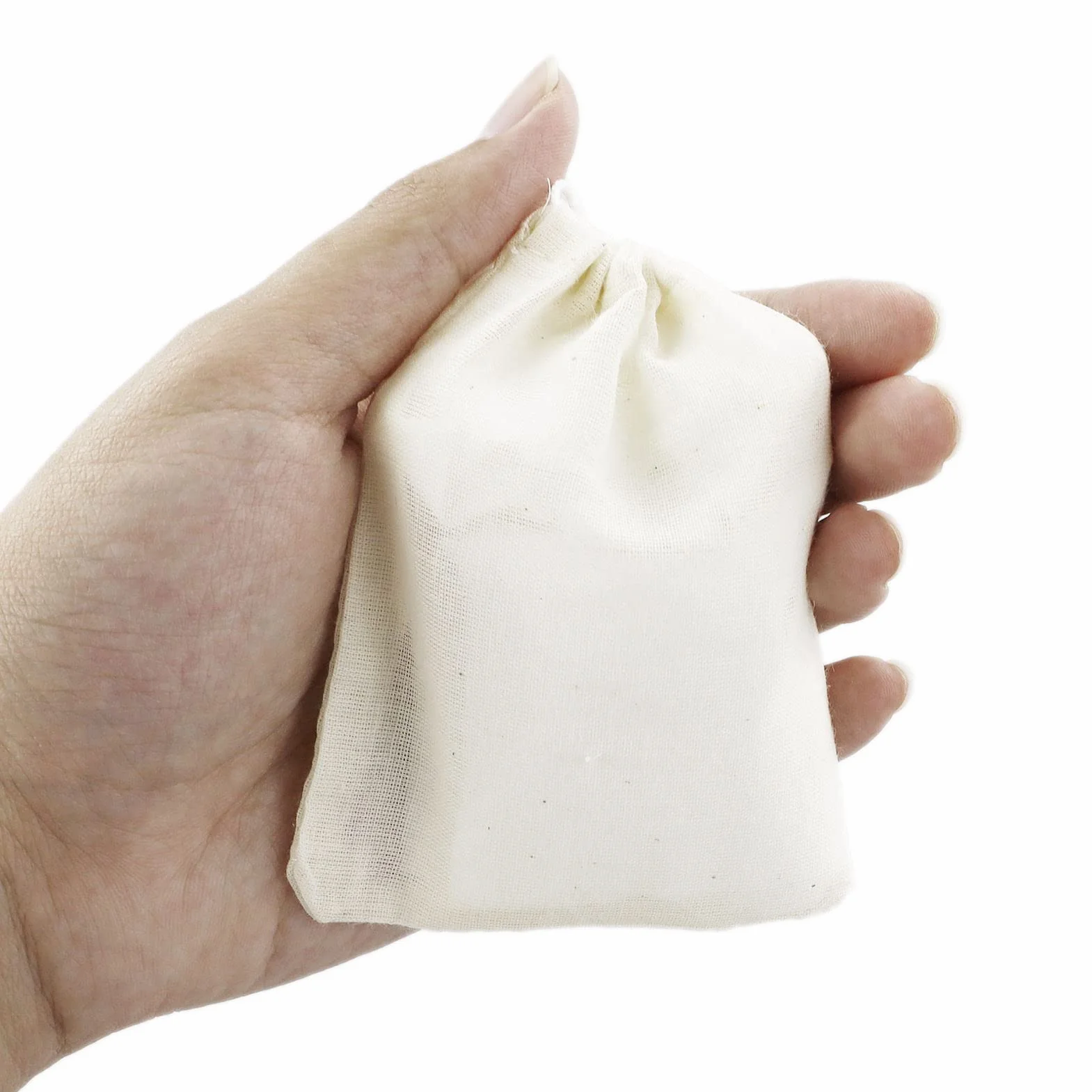 Sacs en mousseline de coton avec cordon de serrage 10 x 8 cm, lot de 50, réutilisables pour thé café épices
