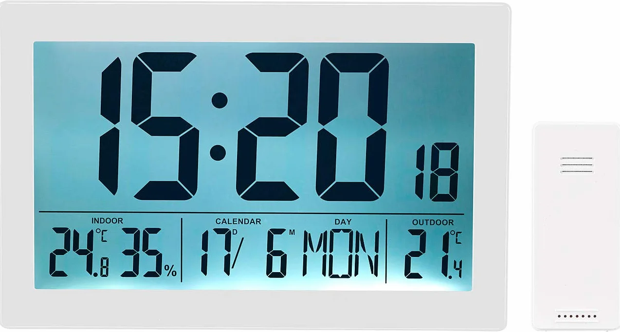 infactory Horloge Radio-pilotée XL Thermo-hygromètre Capteur Extérieur